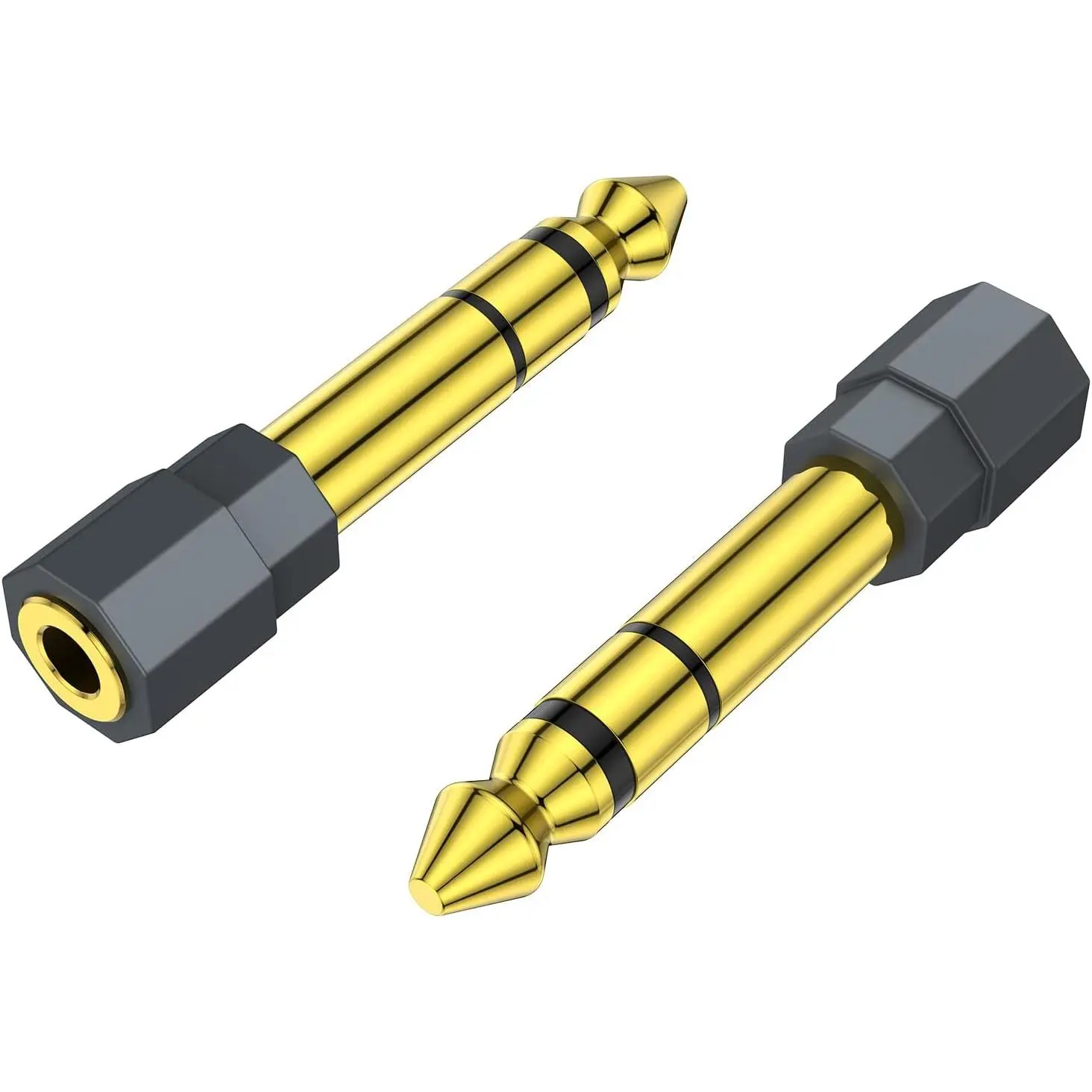2 Pack 6.35mm 1/4 Male to 3.5mm 1/8 Female Stereo Headphone Adapter Audio Jack Plug Gold Plated for Speaker Headphone Guitar Digital Piano Amp Adapte (Grey),HDMI,Splitter,Ultra,Android Smart TV Box,tall,tripod,video,capture card,usb,,sound,,,s,ho,carplay,