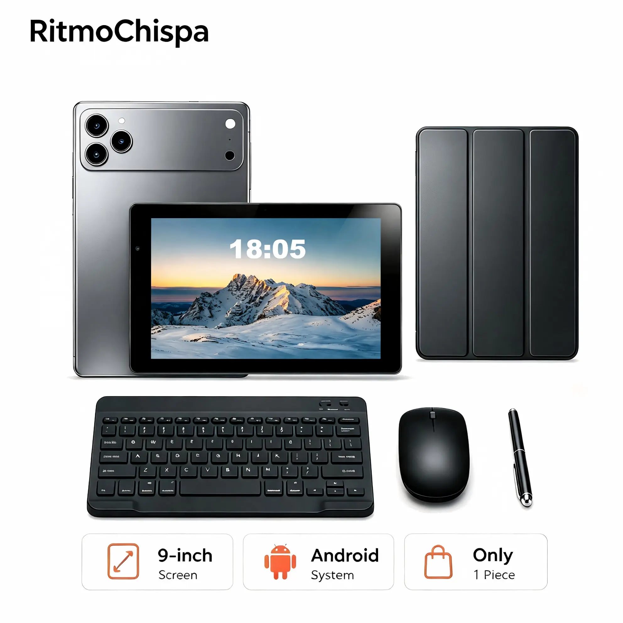 9 Inch Android Tablet, 16GB Storage, SIM & TF Card Slots, Comes with Keyboard, Mouse, Protective Case and USB Charging Cable, Portable Tablet for Study and Entertainment