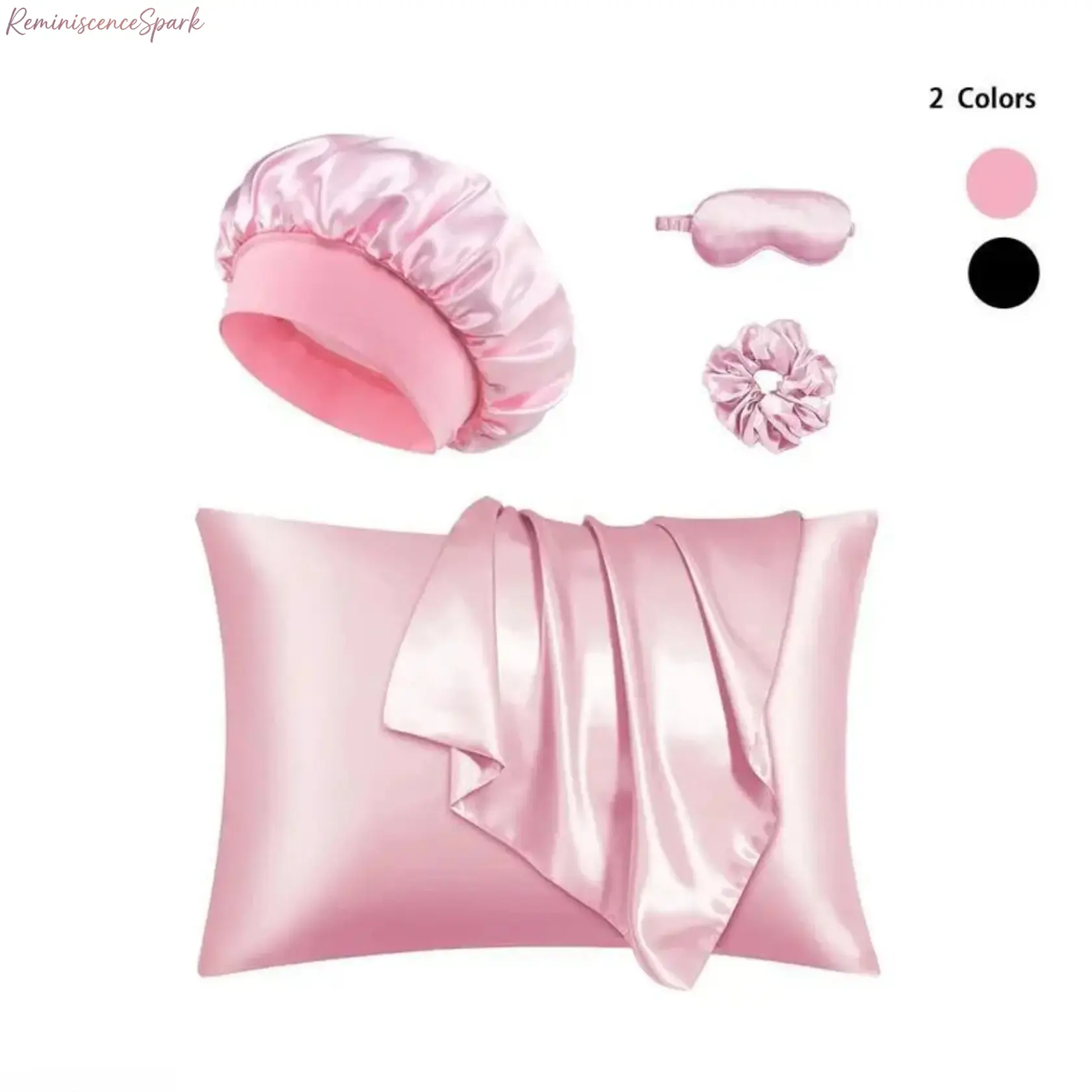 6/8-Piece Optional Luxury Satin Sleep Care Set for Women, Equipped with Eye Mask, Hair Bonnet, Pillowcase, Shower Cap & Hair Scrunchie, Lightweight Anti-Friction Hair Protection Kit, Sleep Enhancing Accessory, Ideal Beauty Gift for Adults and Loved Ones