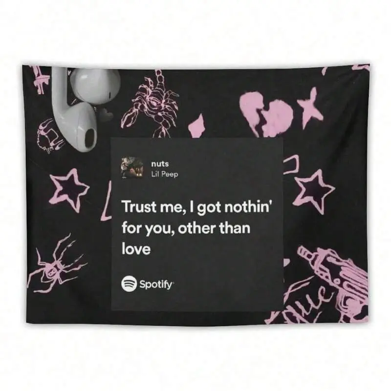 Lil Rapper Peep Tapestry Art Music <Nuts>Album Cover Flag Tapestry For Room Aesthetic Living Room Bedroom Party Decorations Hanging Wall Decor College Dorm Decor Minimalist Wall Tapestry Aesthetic Room Backdrop