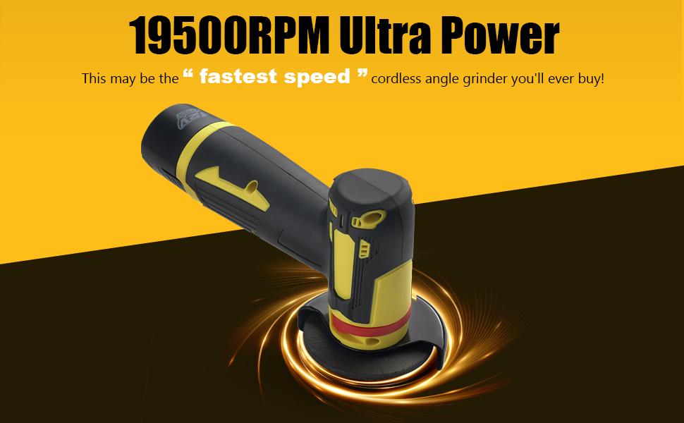 19500RPM Mini Angle Grinder Tool, 4000 mAh Cordless Angle Grinder with battery, Small Portable Angle Grinder, Cordless cut off tool,Brushless Handheld Angle Grinders