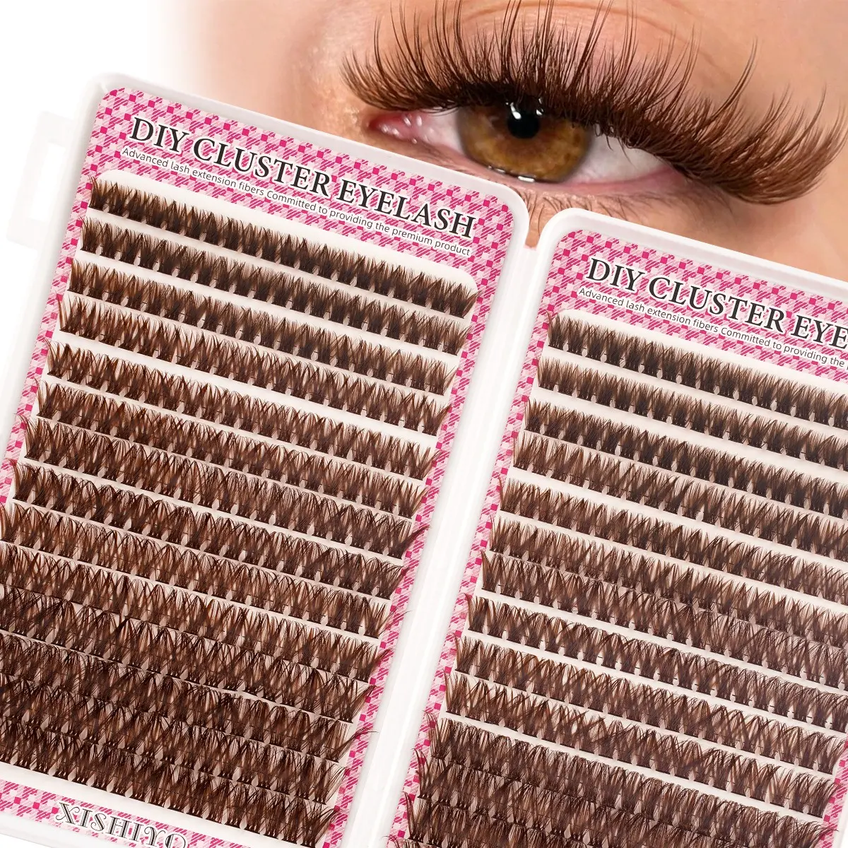 560PCS Brown D-Curl DIY Cluster Lashes, Eyelash Extension, Lashes Cluster Extensions, 80D, 8-16mm Mixed Lengths, 0.07mm Thin Band, Natural Fine, Soft & Lightweight, Perfect for Daily, Sports, Dates, Weddings