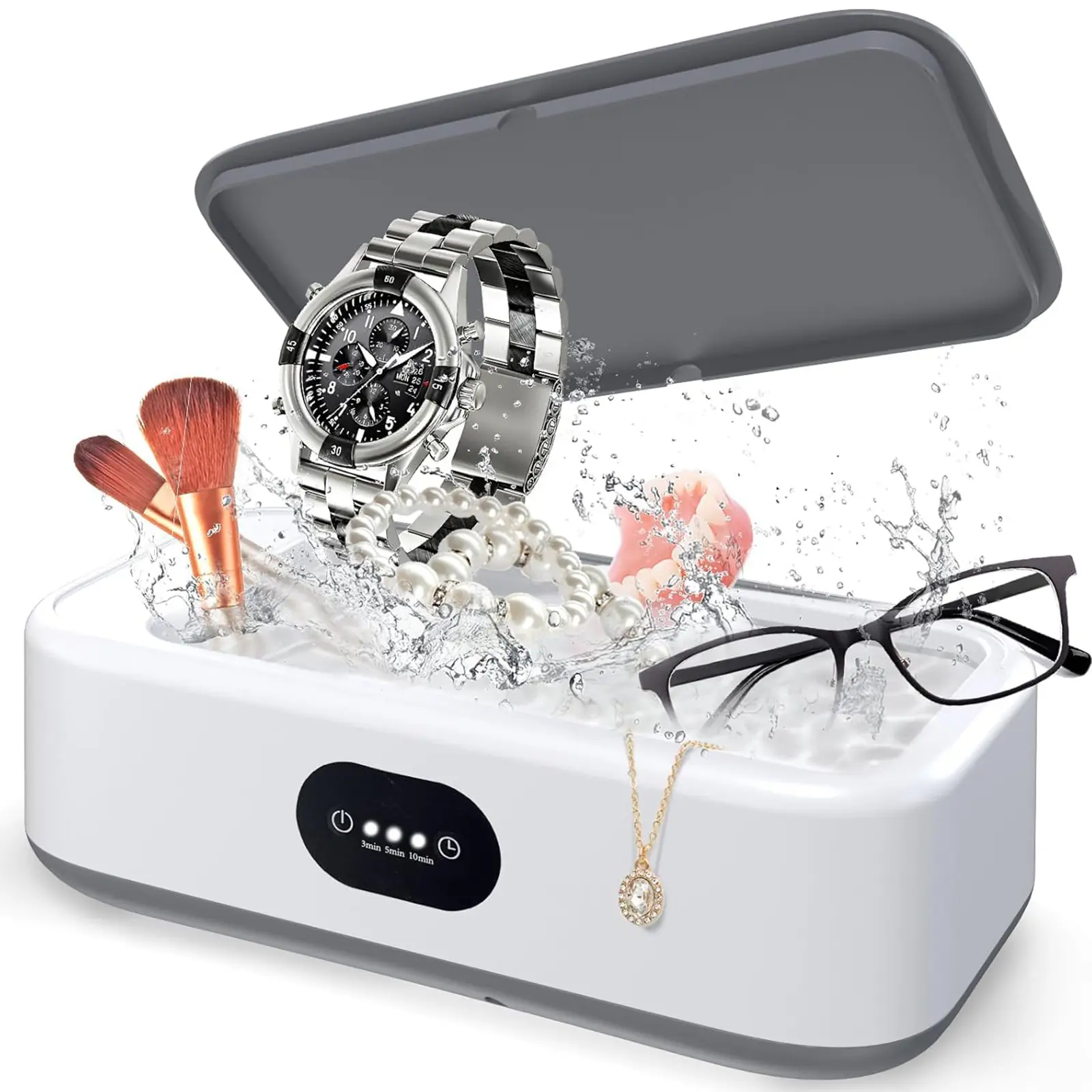 Ultrasonic Cleaner 49000hz Portable Eyeglass Cleaning Device, 640ML Capacity, 40w Power, Digital Display, Ideal for Glasses Coins Rings Dentures