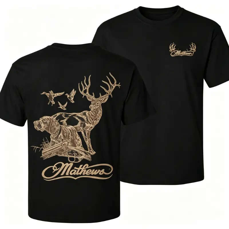 Men's 100% US Cotton Short-Sleeve Casual T-Shirt, Classic Fit Top for Outdoor Hunting, Deer Duck Hunting Dog Graphic Menswear, Soft Breathable Country Lifestyle - KitchenEra