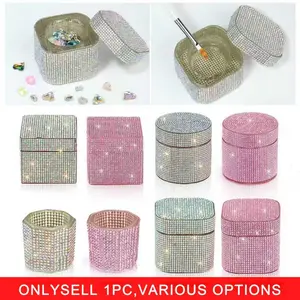 1PC Nail Art Drill Washing Pen Cup with Lid Crystal Glass Acrylic Powder Liquid Container Nail Cup Bowl Manicure Additions Nail Tech Supplies