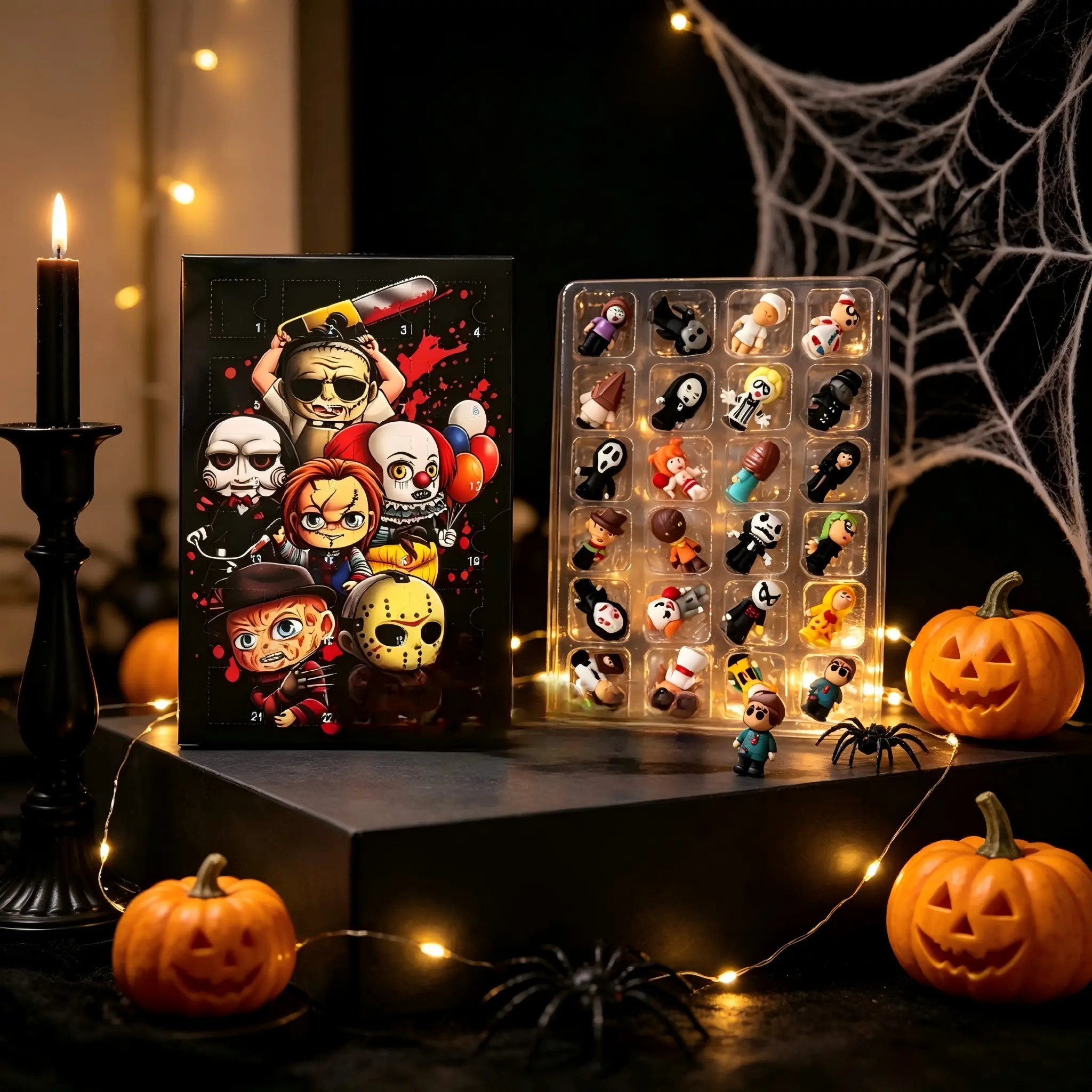 Halloween 24-Day Countdown Blind Box Calendar, Daily Surprise Figures, Blind Bag, Pumpkin Ghost Skull Theme, Kids Holiday Gift, Party Decoration