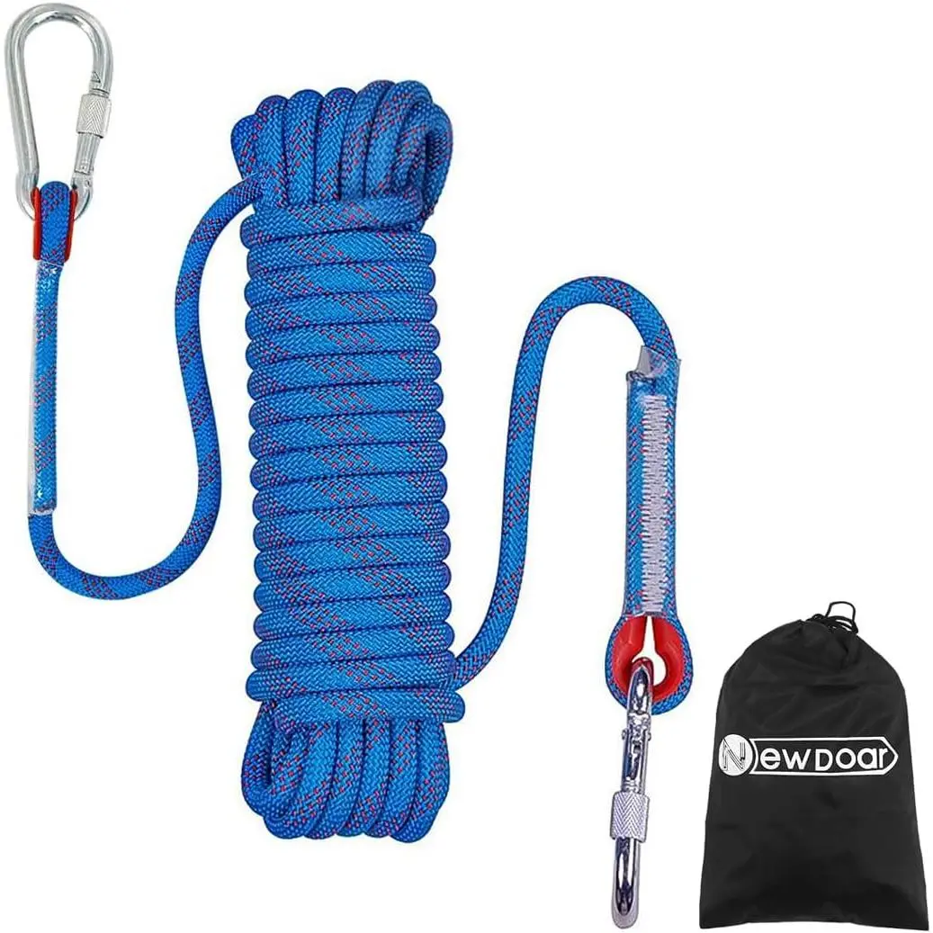 Climbing Rope 8(5/16in),10mm (3/8in), High Strength Accessory Cord Rope with 2, for Rappelling Rope Down Cliffs ledges Safety Escape Tow Strap Equipment(Blue)