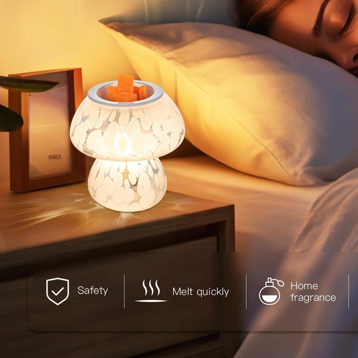 Mushroom Wax Melt Warmer, Scented Wax Melter, Cute Fragrance Murano Lamp, Girly Birthday Christmas Decor Housewarming Gifts for Women Perfume Aroma