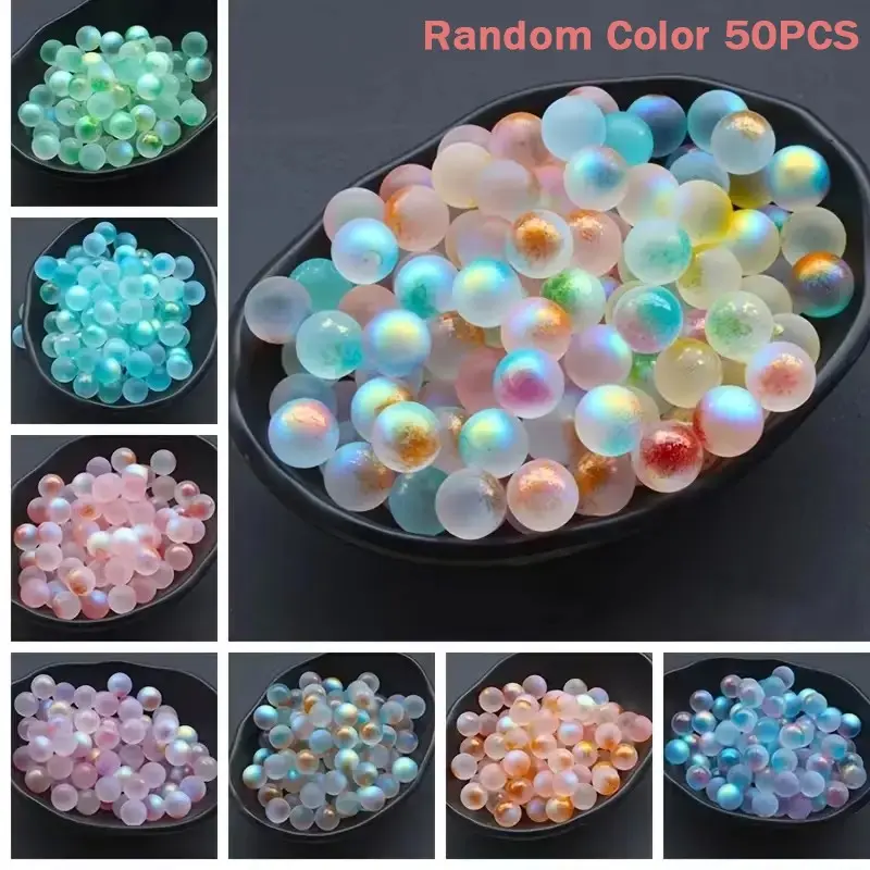 50pcs Glass Crystal Balls, Iridescent Glass Crystal Balls, Vibrant Blue, Green, Pink & Multicolor Round Shimmering Decorative Balls, Decorative Spheres for Parties, Weddings, Home, Bar, Fish Tank, Patio & Pool Decor, Beading Supplies