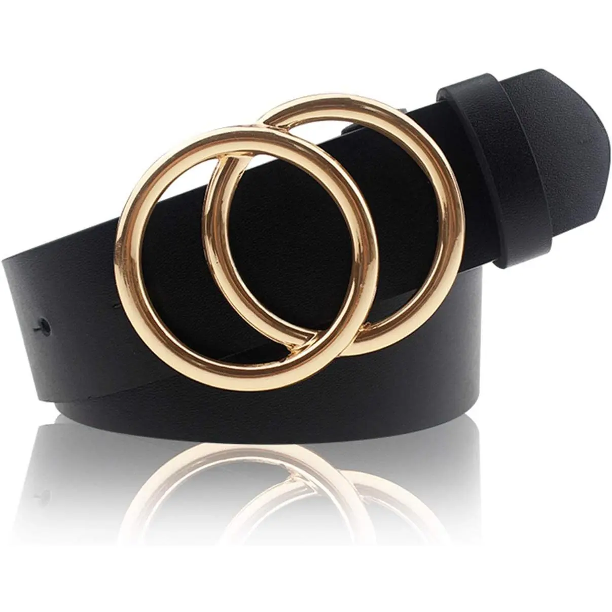 Female Classic Multi-Size Solid Color PU Leather Selfie Accessory Waist Belt - Fashion Double O-Ring Design, Alloy Buckle, Soft Faux Leather, Ideal for Everyday Wear & Mobile Phone Selfie Outfits, Perfect for Mothers & Daughters