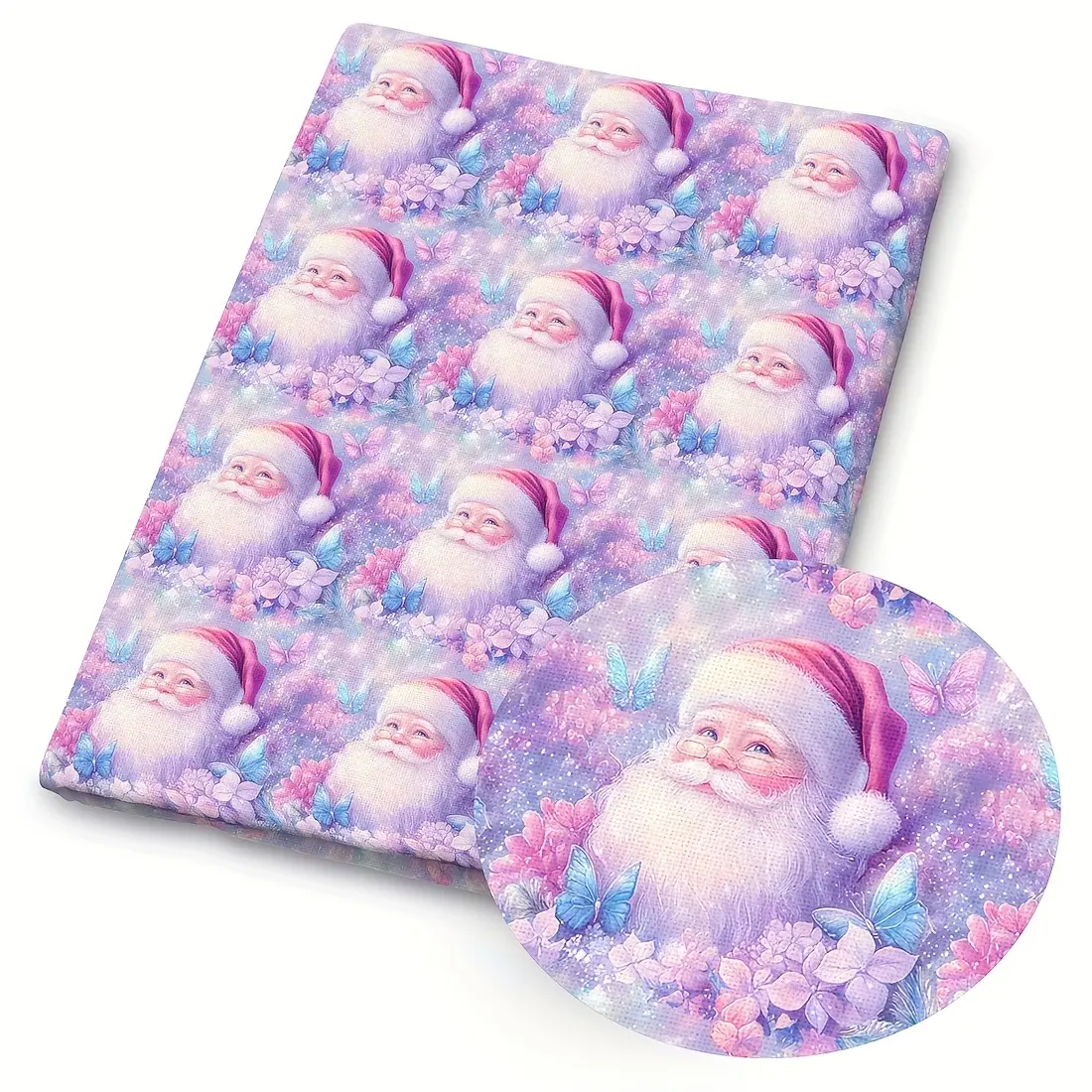 1pc Purple Christmas Print Fabric - 59 X 19.68 Inches (150 X 50 Cm) Pre-Cut Polyester Fabric with Santa Claus, Snowman, Reindeer, Little Red Bird Patterns - Suitable for Sewing, Scrapbooking, Tablecloths And Crafts