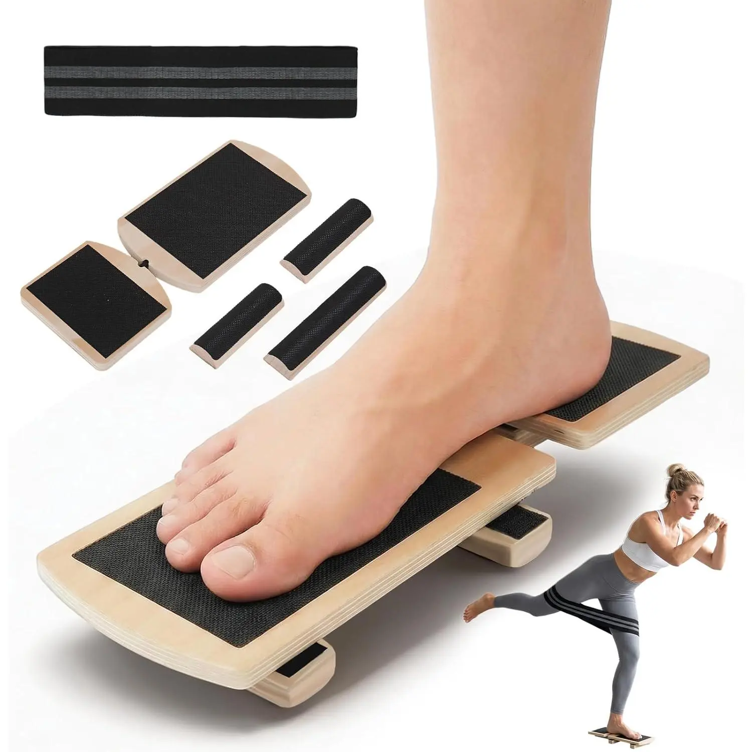 Balance Board Ankle Balance Trainer(with Resistance Band), Slant Board  Calf Stretching&Ankle Strengthener, Multi-Function Axis Board  Stability, Physical Therapy, Injury Recovery&Home ness