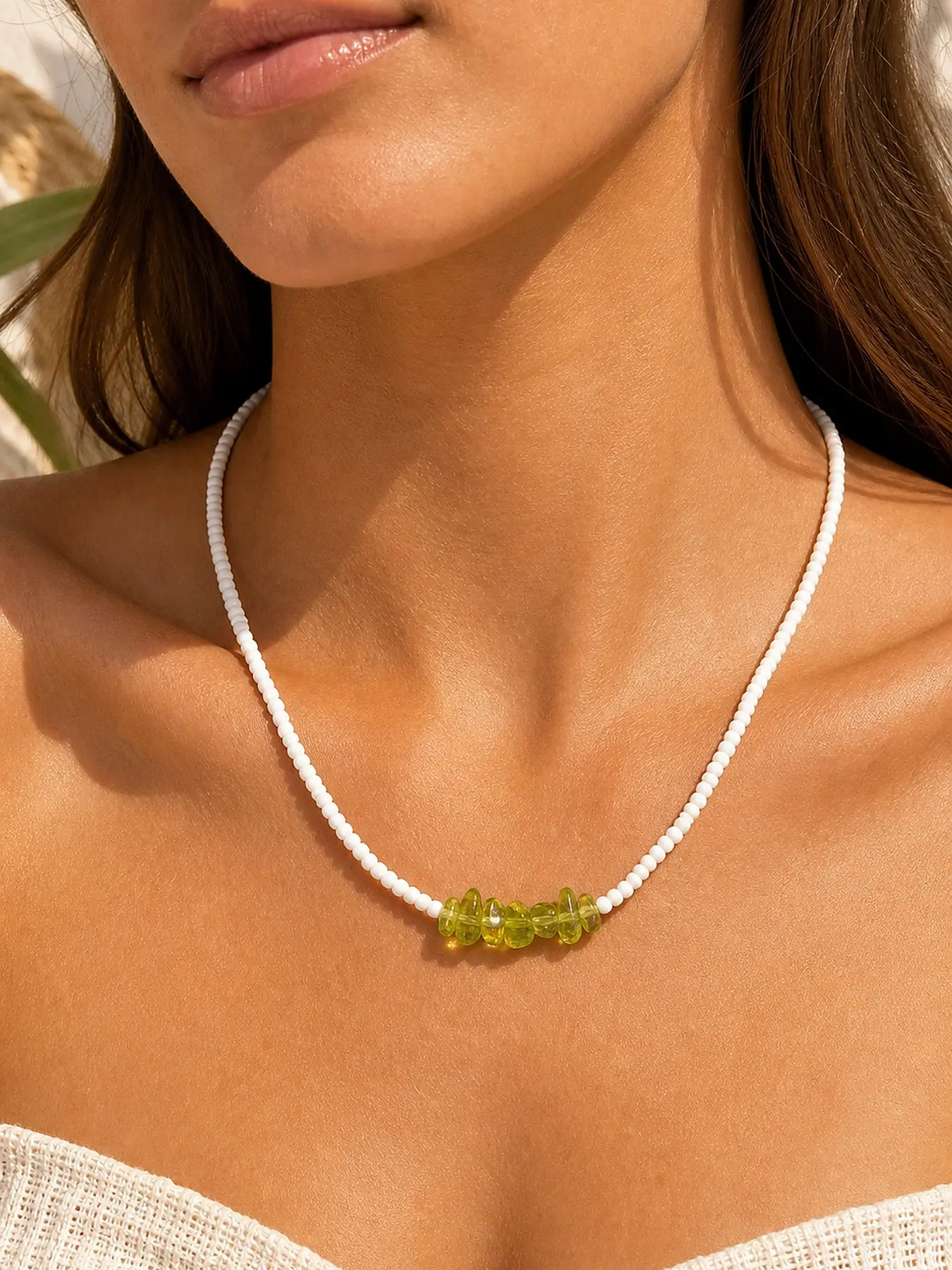 Transparent Glass Bead Necklace, Irregular Stone Pendant, Simple Luxury Collar Chain, Elegant Jewelry for Women
