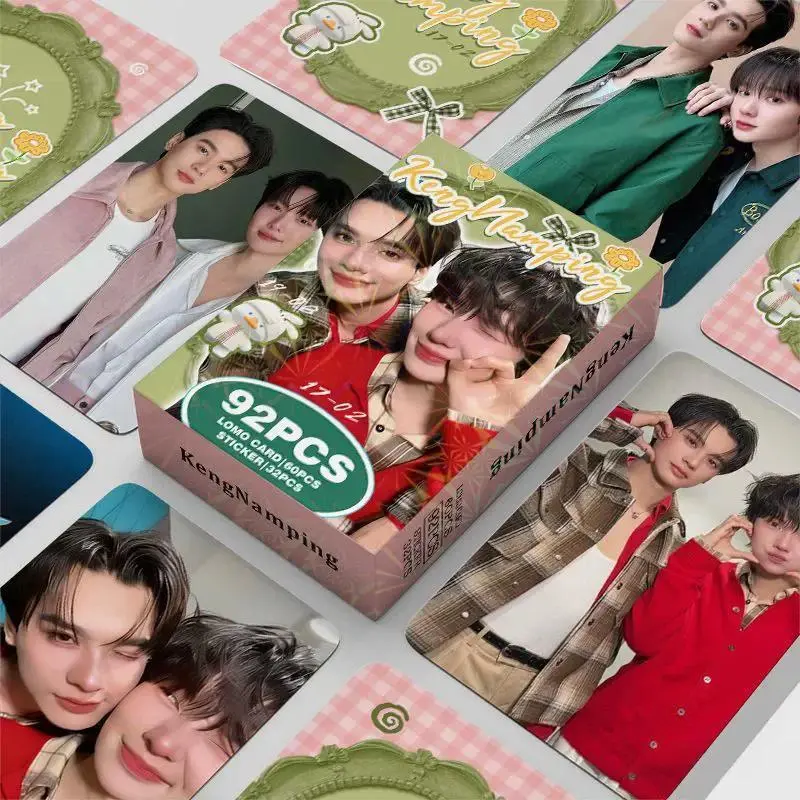 92PCS KengNamping Photo Cards Set - Thai BL Actor Lomo Card  HD Small Cards with Bonus Stickers for Drama Lovers