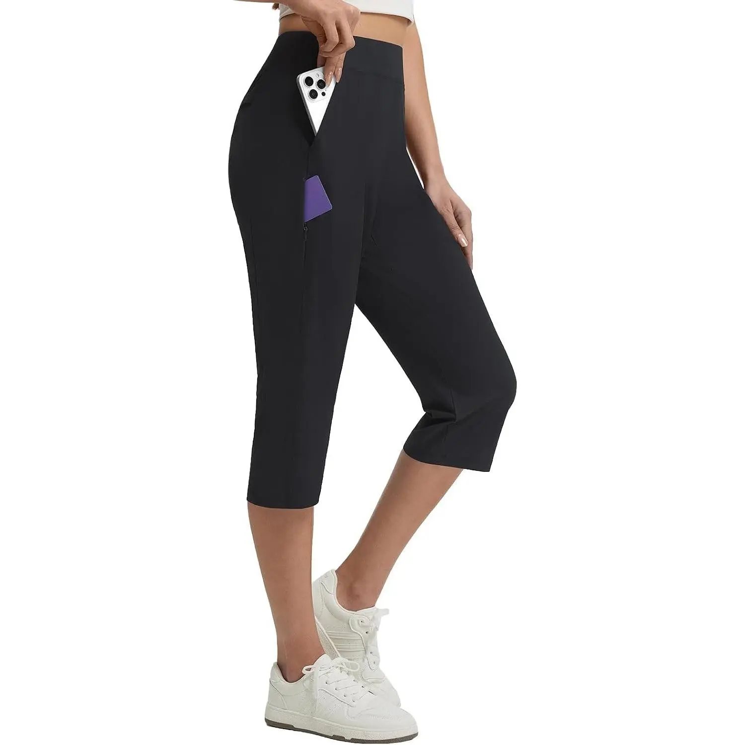 Womens Dressy Capri Pants Stretch with 5 Pockets Golf Capris Work Travel Business Casual UPF 50+