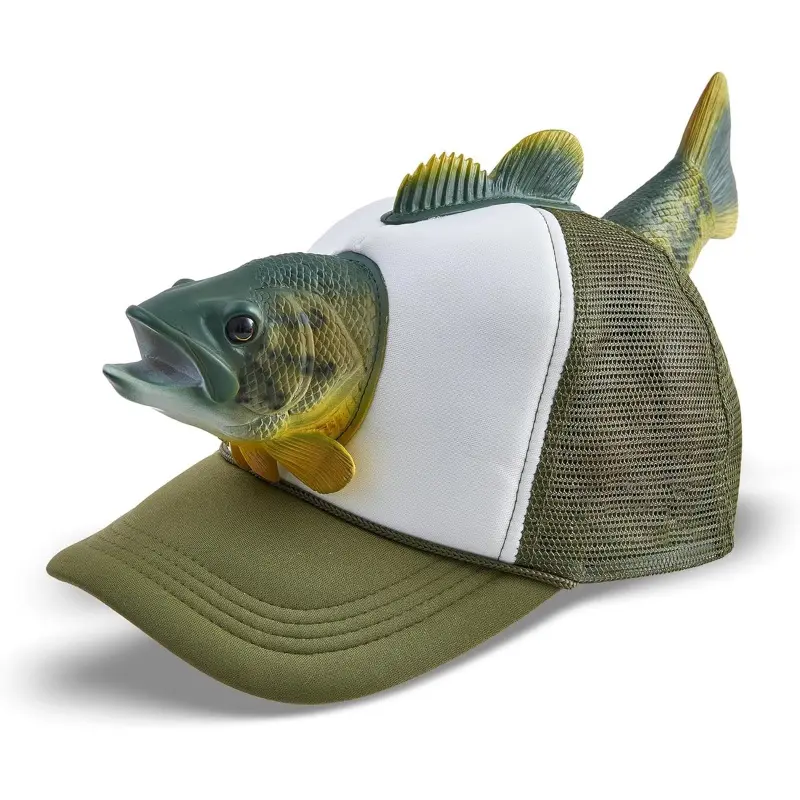 Fish Hat - Hilarious Novelty Bass Fishing Hat, Fisherman Cap, Perfect Gag Fishing Gift for Anglers, Dads & Fish Enthusiasts