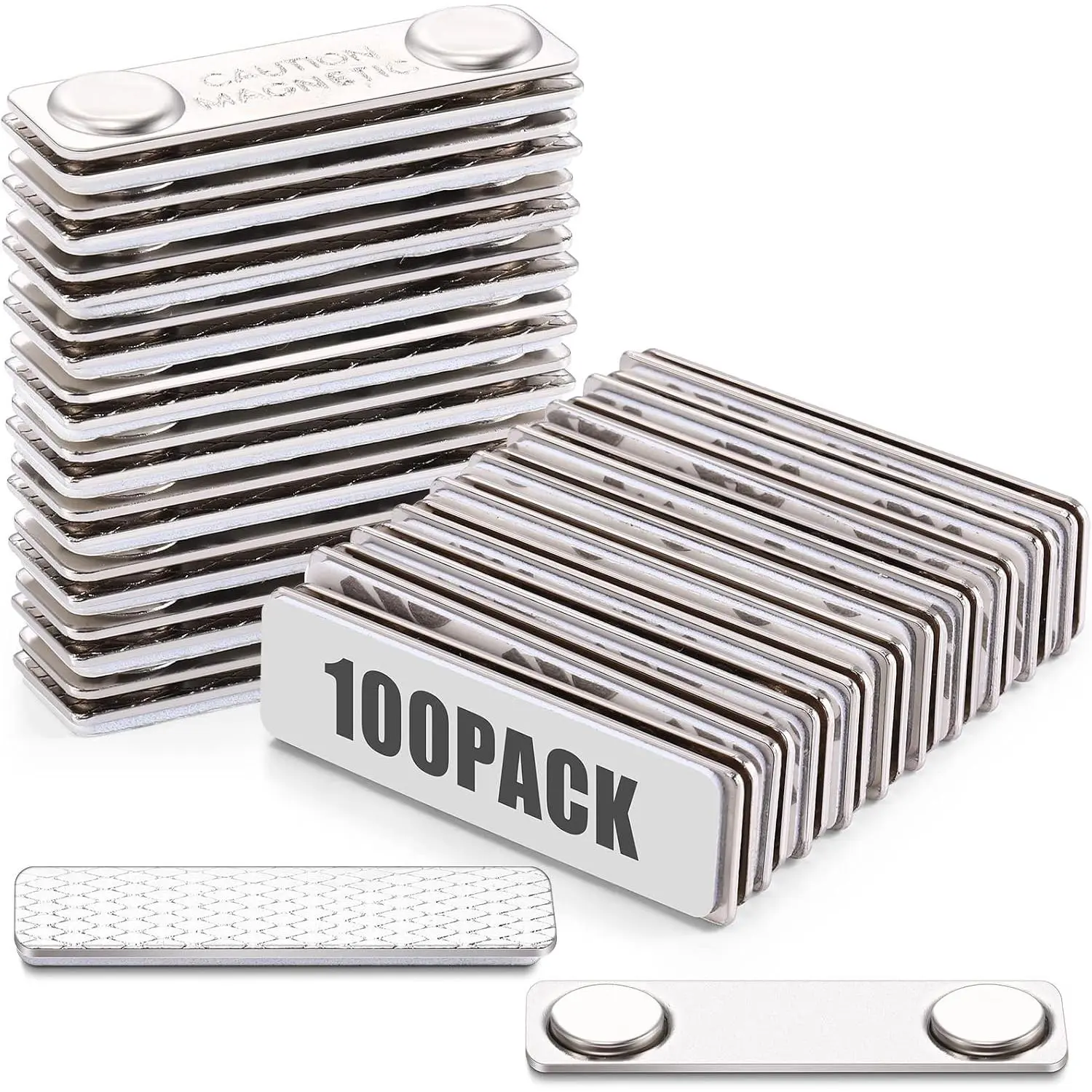 100 Sets Magnetic Name Tag Magnet for Classroom Students Office Workers Reusable ID Badges Magnet with Adhesive Backing Strong Neodymium for Clothes Uniforms Shirts