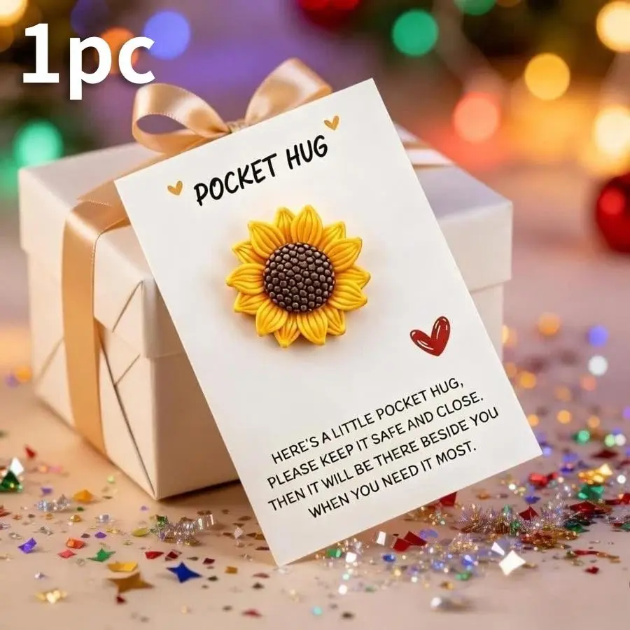 Sunflower Pattern Positive Energy Pocket Hug Cards, Inspirational Greeting Cards, Ideal for Party Invitations, Gift Ideas for Friends, Graduations, Birthdays, Weddings
