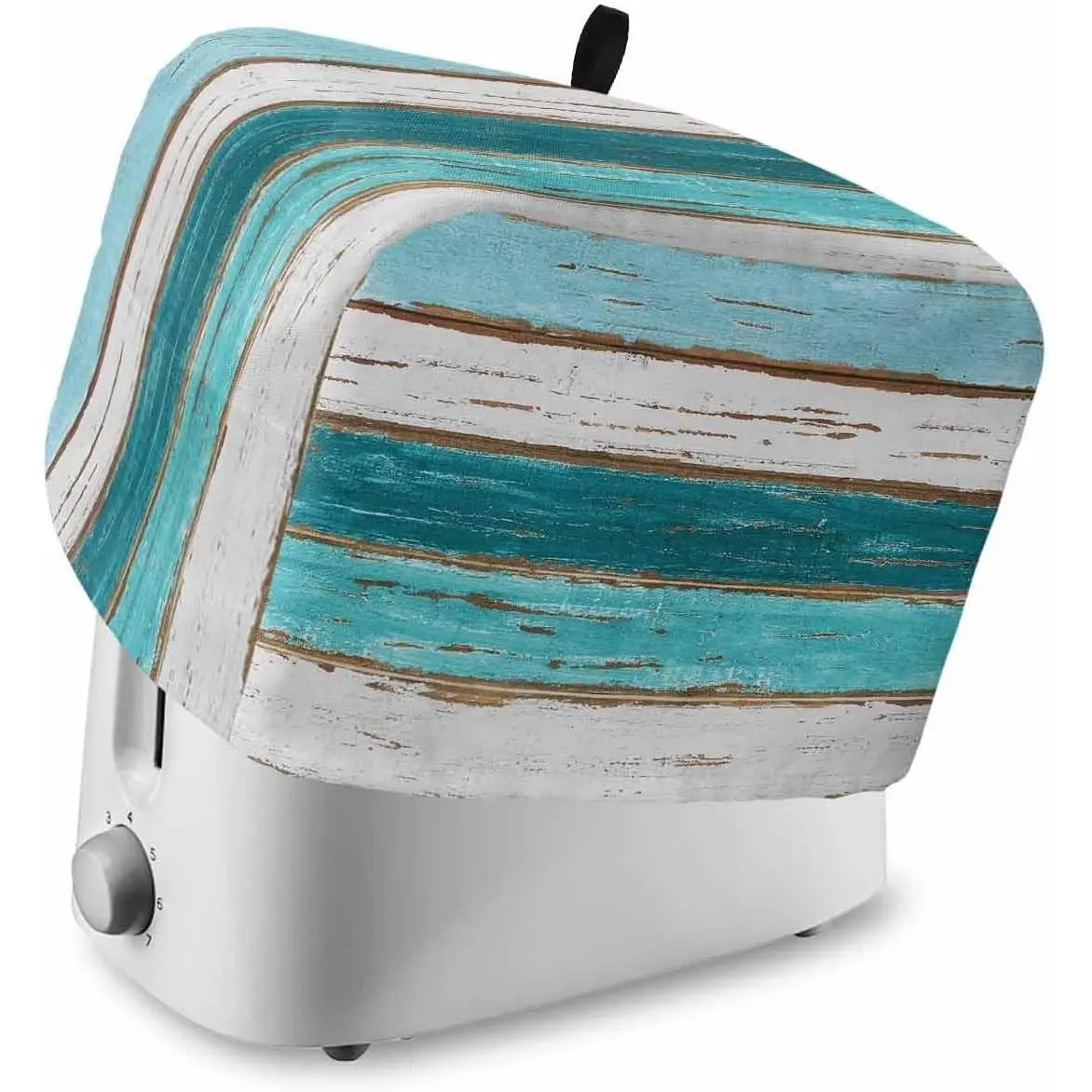 Toaster Cover 2 Slice Turquoise Wood Grain Toaster Oven Cover with Pockets Ocean Blue Rustic Farmhouse Wood Bakeware Protector Small Kitchen Appliance Dust Covers and Fingerprint Protection for Women