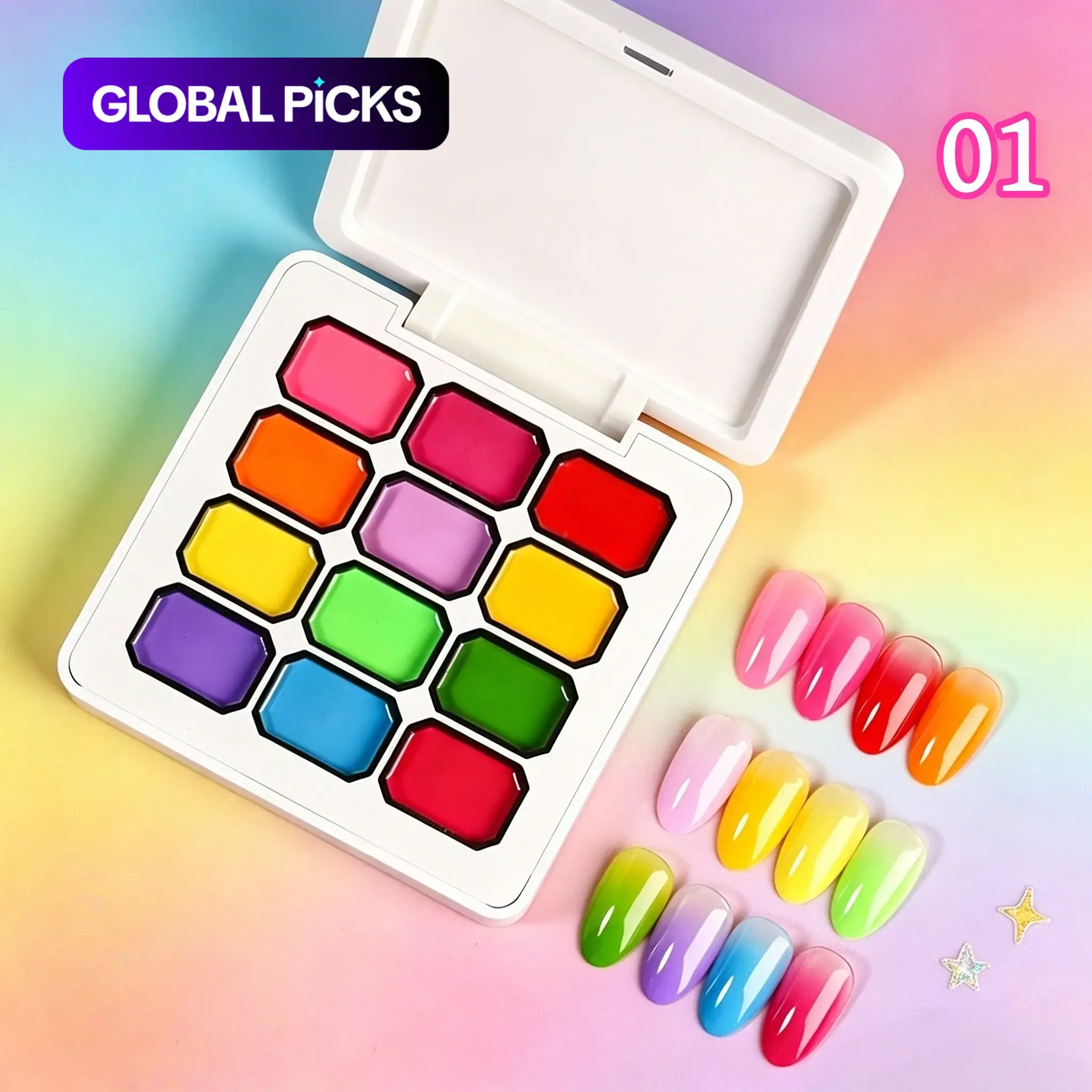 12-Color Y2K Nail Gel Set, Rainbow Colors, Dopamine Macaron, Red Series, High Saturation Shimmer, LED Nails, DIY Nail Design, Gel Polish, Nail Art #GLOBAL PICKS