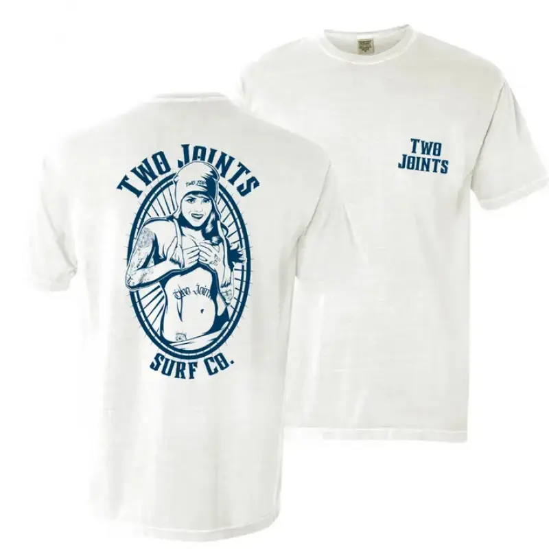 FIND HER T SHIRT  Two Joints Surf Co Vintage Pinup Girl Graphic T-Shirt Double Sided Rockabilly Retro Surf Streetwear White Short Sleeve Tee Men Women Casual Beach Top