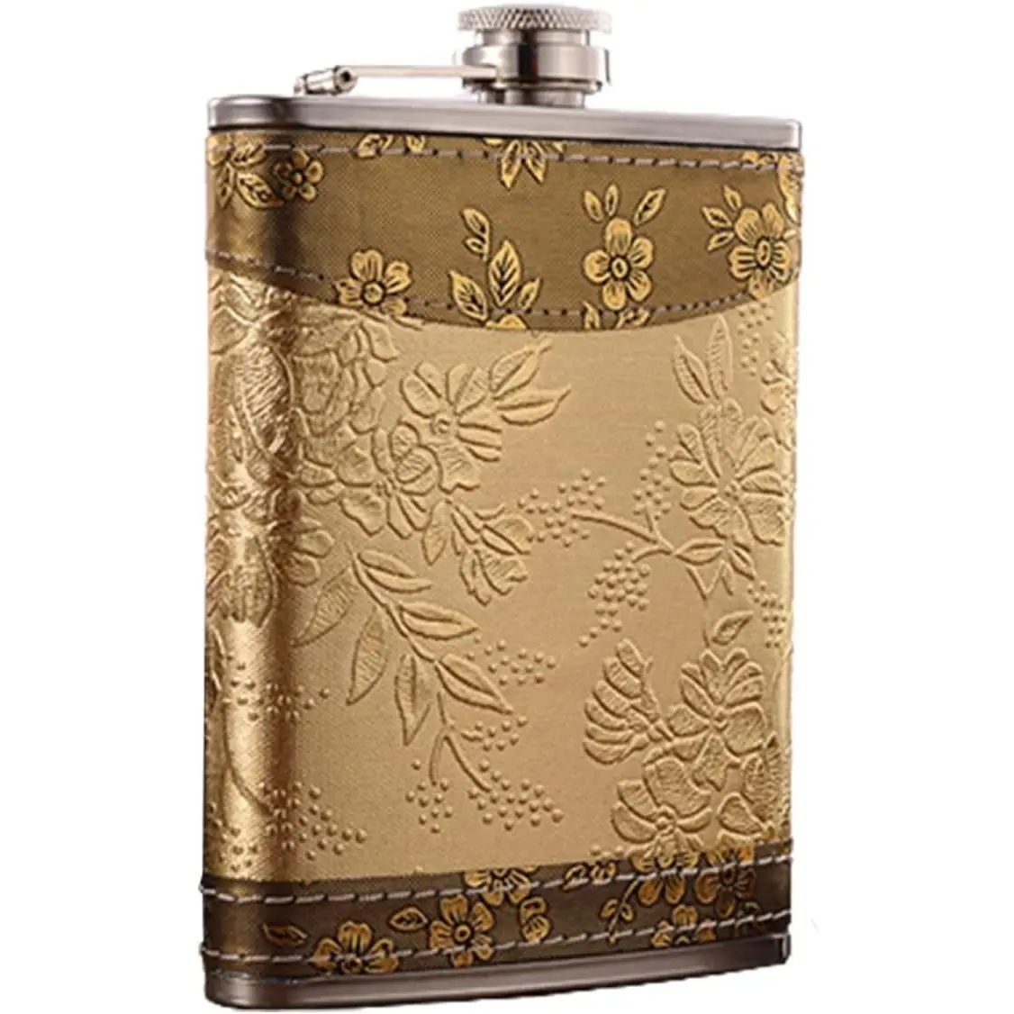 Golden Pattern Hip Flask 8oz for Men/Women,Personalized Vintage Hip Flask Portable Whiskey Flask Leak Proof Pocket Hips Flask for Climbing Camping Barbecue Bar Party Drinker