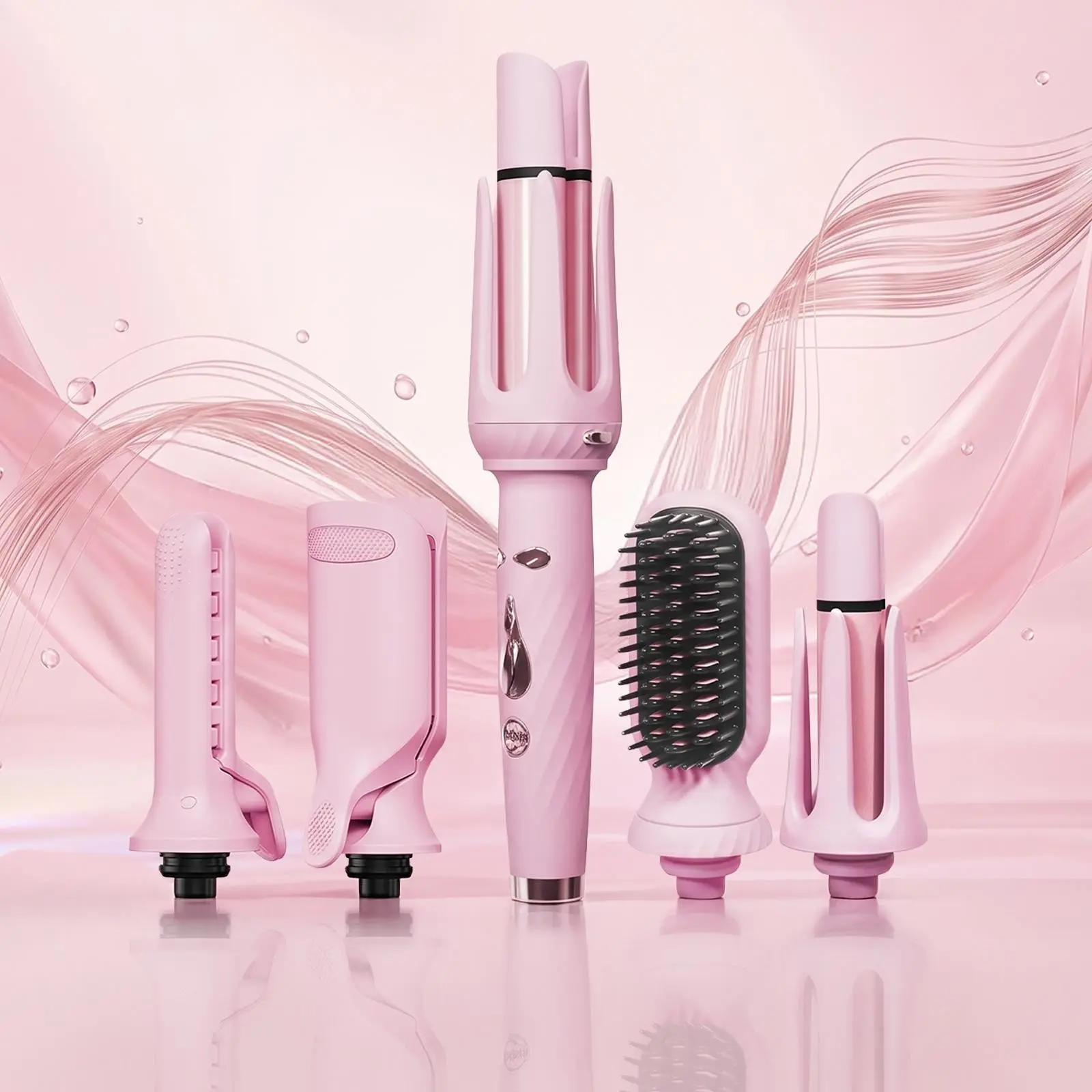 5-in-1 Automatic Hair Curler Set, Multifunctional Hair Styling Tools, Rotating Curling Iron with 25mm Wands, Hair Straightener, Hair Styler Set, Heated Curler