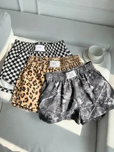 3 pieces, Y2K women's American retro leopard print+withered tree branches+black and white checkered full print summer new loose Casual Relaxed Shorts, daily home commuting, dating, sports outfit