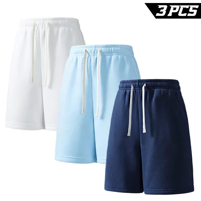 Men’s 3 Piece Casual Shorts Set, Assorted Color Combinations, Drawstring Elastic Waist, Straight Leg Above Knee Pocket Shorts for Daily Wear, Travel and Lounging Dimensional Display Edition