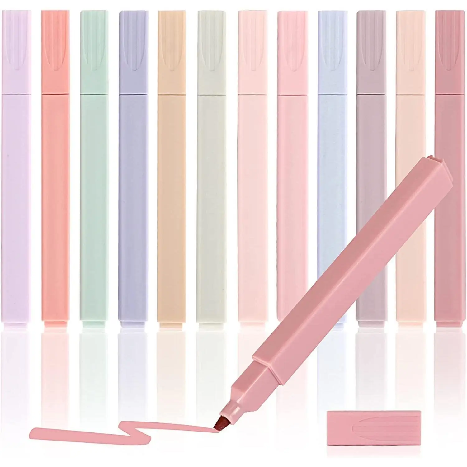 Pastel Highlighters, 12 Pack Chisel Tip  Highlighters,  Soft Colors for  Study, Journaling, Notes, School and Office Supplies