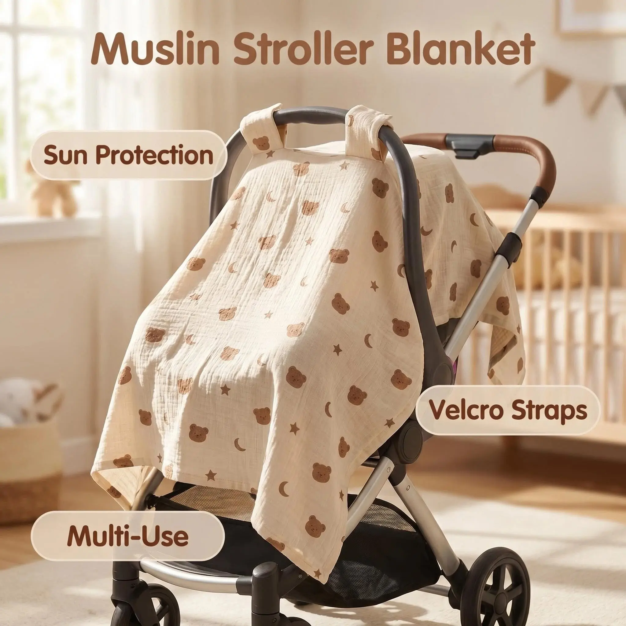 TDHD.Double Layered Stroller Blanket, 47.24x35.43in Sunshade Windproof, Lightweight Breathable Baby Blanket, Tdhd.1 Piece Set, Stroller Accessories