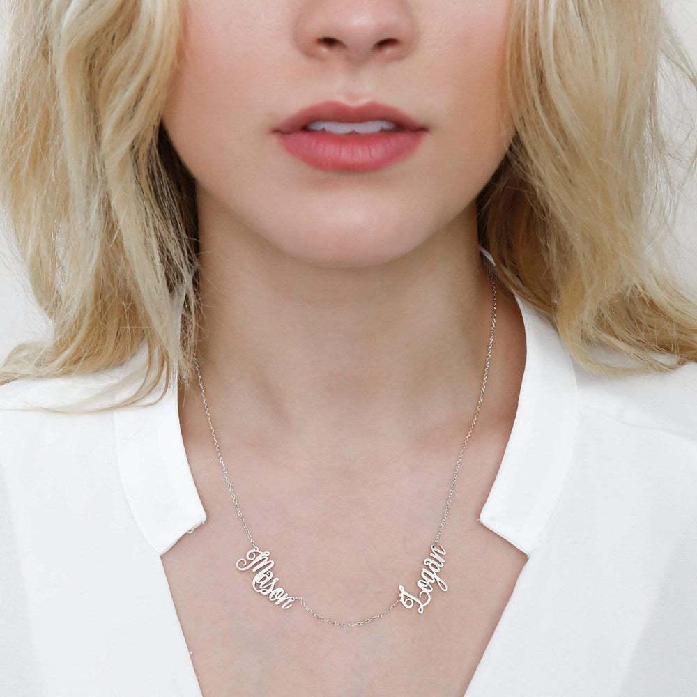 AS025 For Mother's Day Multiple Names Custom Cut Necklace Personalized Gift Stainless Steel Letter Necklace  Anniversary Valentine's Day