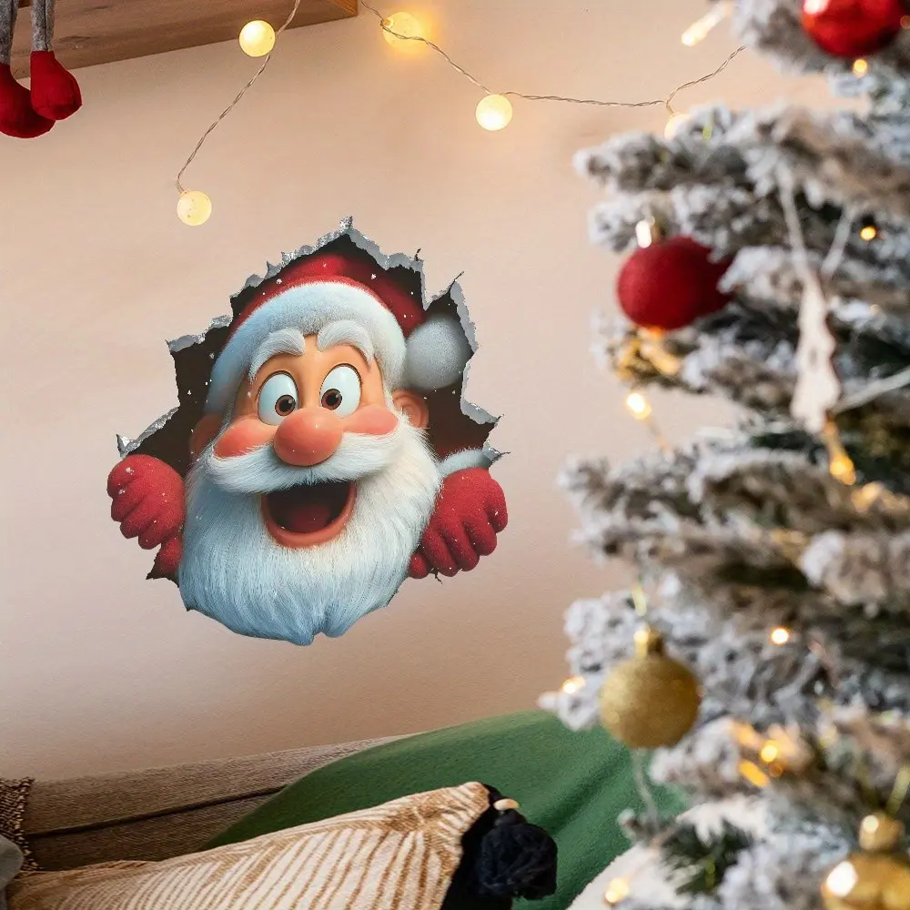 Creative Santa Claus Wall Sticker, Perfect for Living Room, Bedroom, Christmas Party Decor, Festive Decorations, Holiday Home Decoration Gift