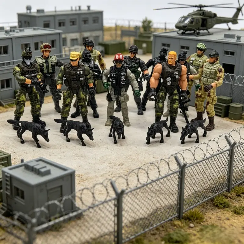 12 Piece Special Action Toy Soldiers Set, Military Figure Game Group with Weapons and Dog, Perfect Gift for Birthday, Easter, Christmas, Action Figure Model