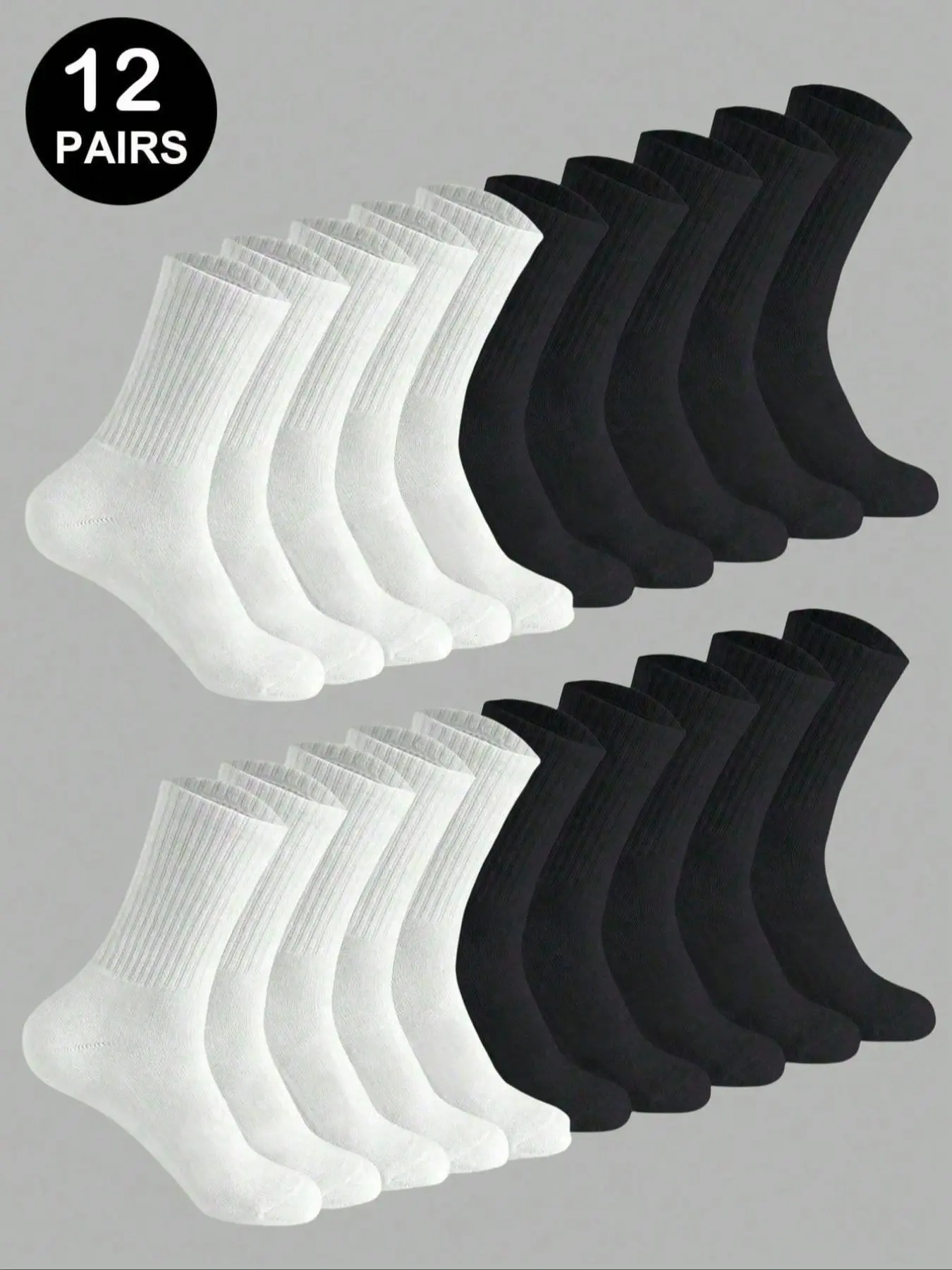 1/6/12 pairs.Women's Mid-Calf Socks, Plain Simple All-Season Everyday Long Socks, Anti-Slip Sweat-Wicking Sports Socks, Casual Daily Wear
