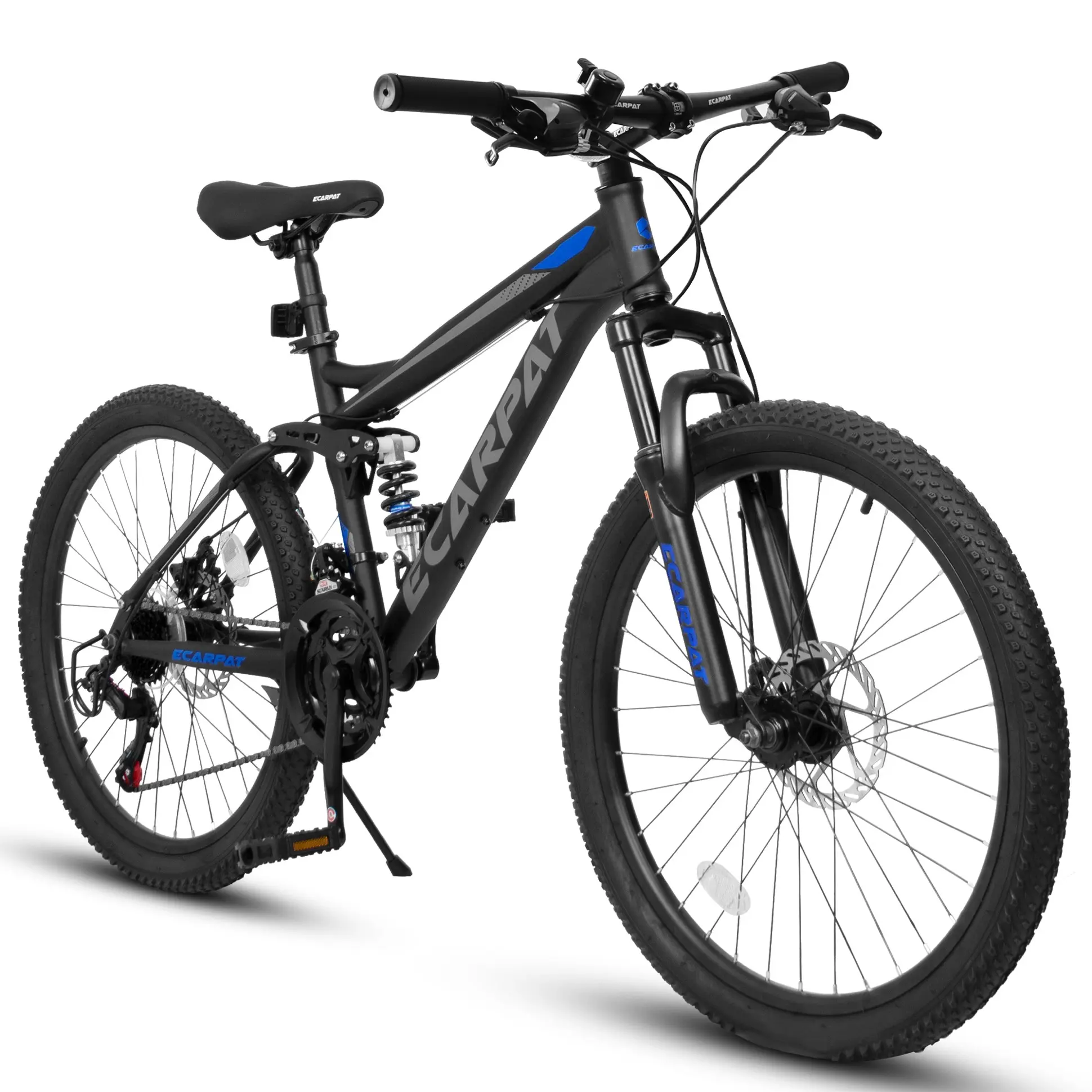 Full Suspension Mountain Bikes, 27.5 Inch Classic Steel Frame for Unisex Trail Riding, 21-Speed Gears & Mechanical Disc Brakes