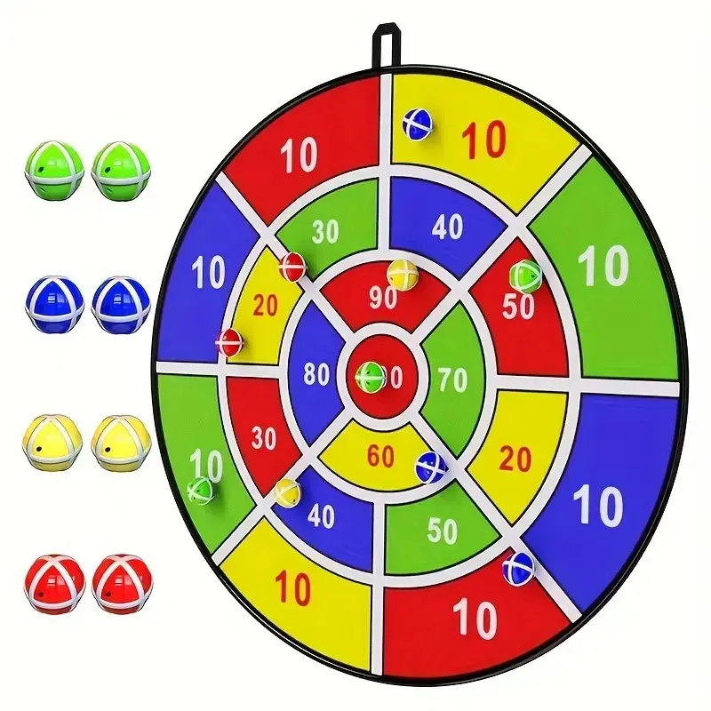 Dart Board Game Set, 1 Count Dart Board with 8 Counts Sticky Ball, Indoor & Outdoor Party Game, Party Supplies, Birthday Gift