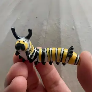 Tiny Monarch Caterpillar Figurine, Handmade Ceramic Forest Creature for Cottagecore Shelves and Nature Inspired Decor, Cute Ceramic Shelf Decor, Woodland Desk Ornament, Unique Gift for Insect Lovers