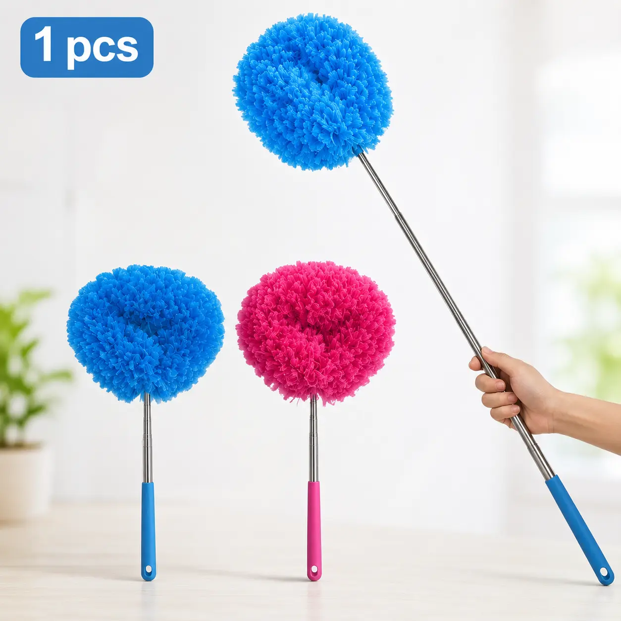 Extendable Microfiber Duster, Long Handle Ceiling Fan Cleaner, Washable Reusable Dusting Brush for High Ceilings