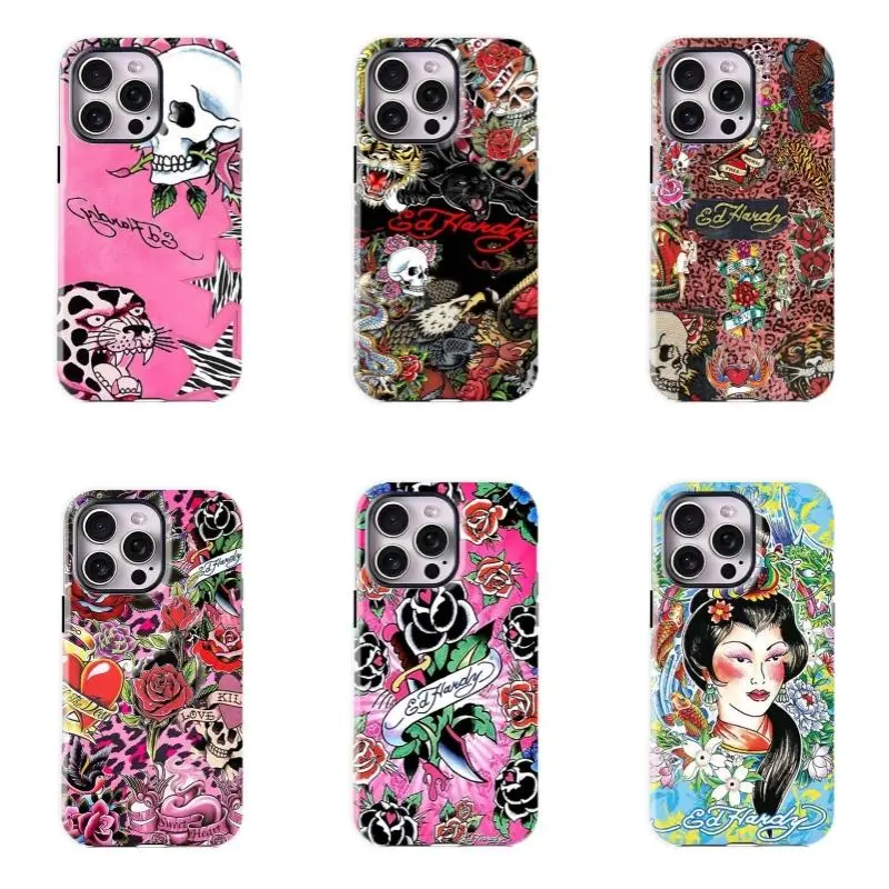 Ed Hardy Inspired Skull & Rose Phone Case |   Punk Y2K Phone Protection | Vintage Aesthetic case for iPhone17 ProMax /16/15/14/13/12/11 Plus, suitable for both men and women,  Perfect Gift for Women Men.A gift for the fans, Accessories, She