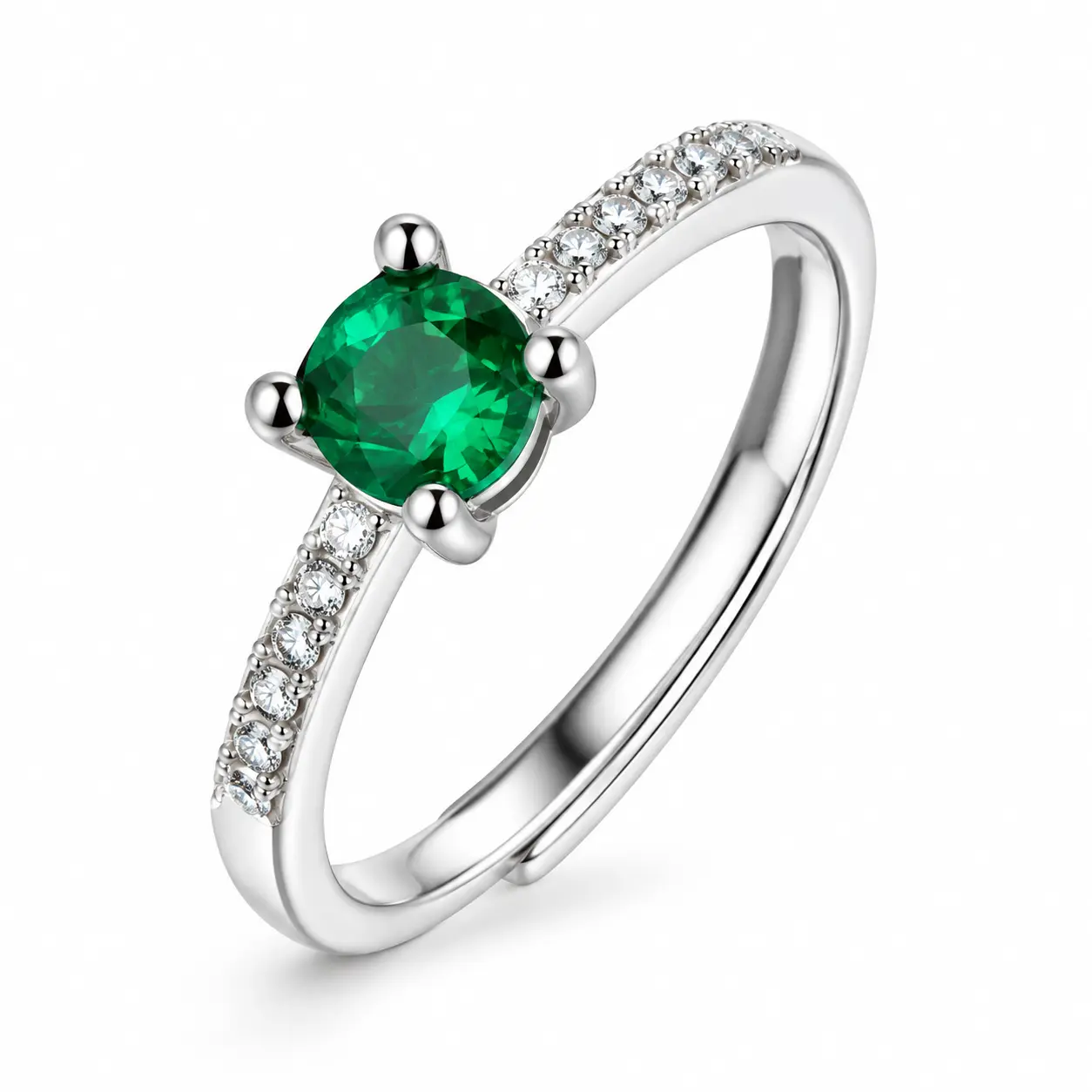 0.50 CT Emerald Green Pavé Ring