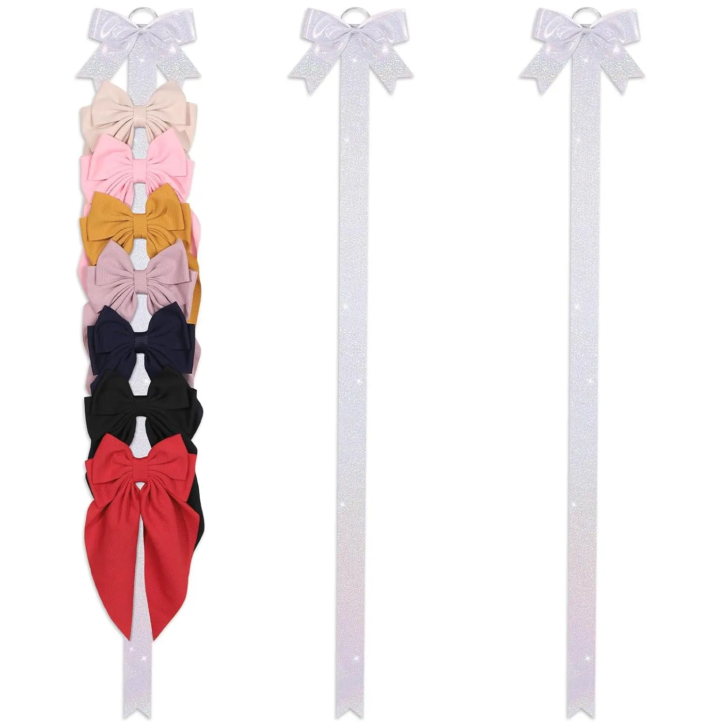 3 count Bow Holder for Girls Hair Bows, Hair Clip Oraganizer Hair Barrettes Storage for Women,Wall   Clip Hair Accessories Organizer Bedroom College Dorm Decor (Shiny White)