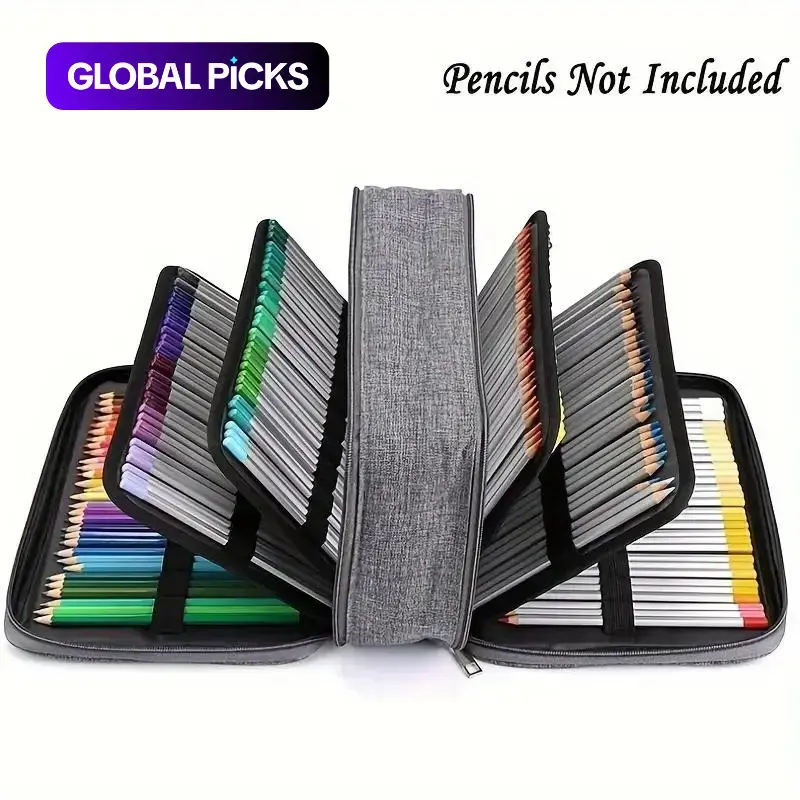 Large Capacity 300-Slot Color Pencil Case, Writing Stationery, Art Supplies, Double Zipper Multi-Layer Holder, Durable Organizer for Colored Pencils & Gel Pens, Ideal for Artists #GLOBAL PICKS