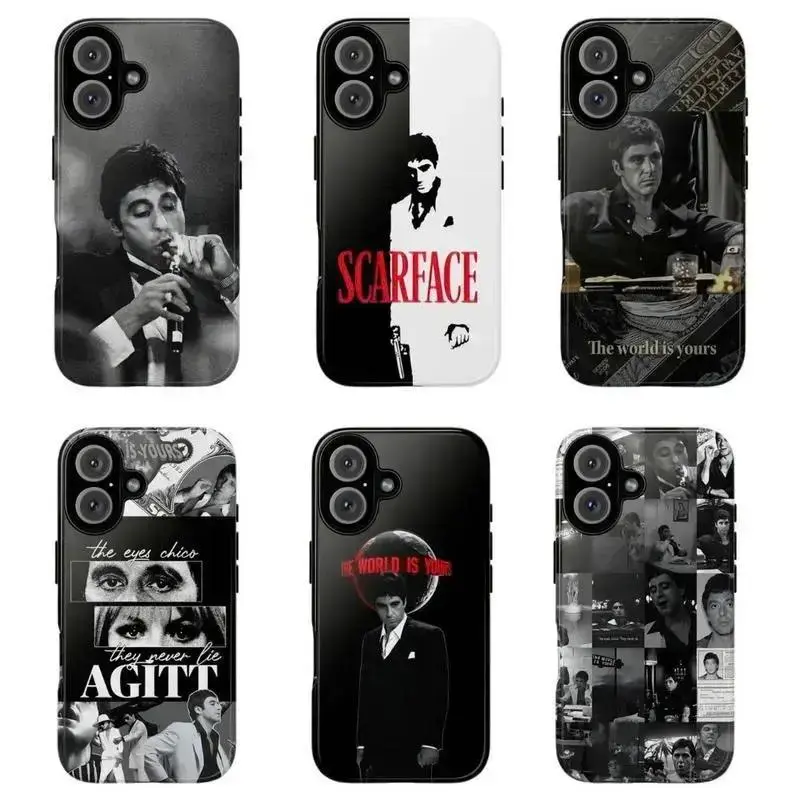S-Scarface T-Tony Black & White Smoking Scene Case – Vintage Tony Montana & Mafia Aesthetic, Compatible Magnetic Tough Cover for iPhone 17 Air 16 15 14 13 12 11 Pro Max Plus and Samsung S26 S25 S24 S23 Plus Ultra