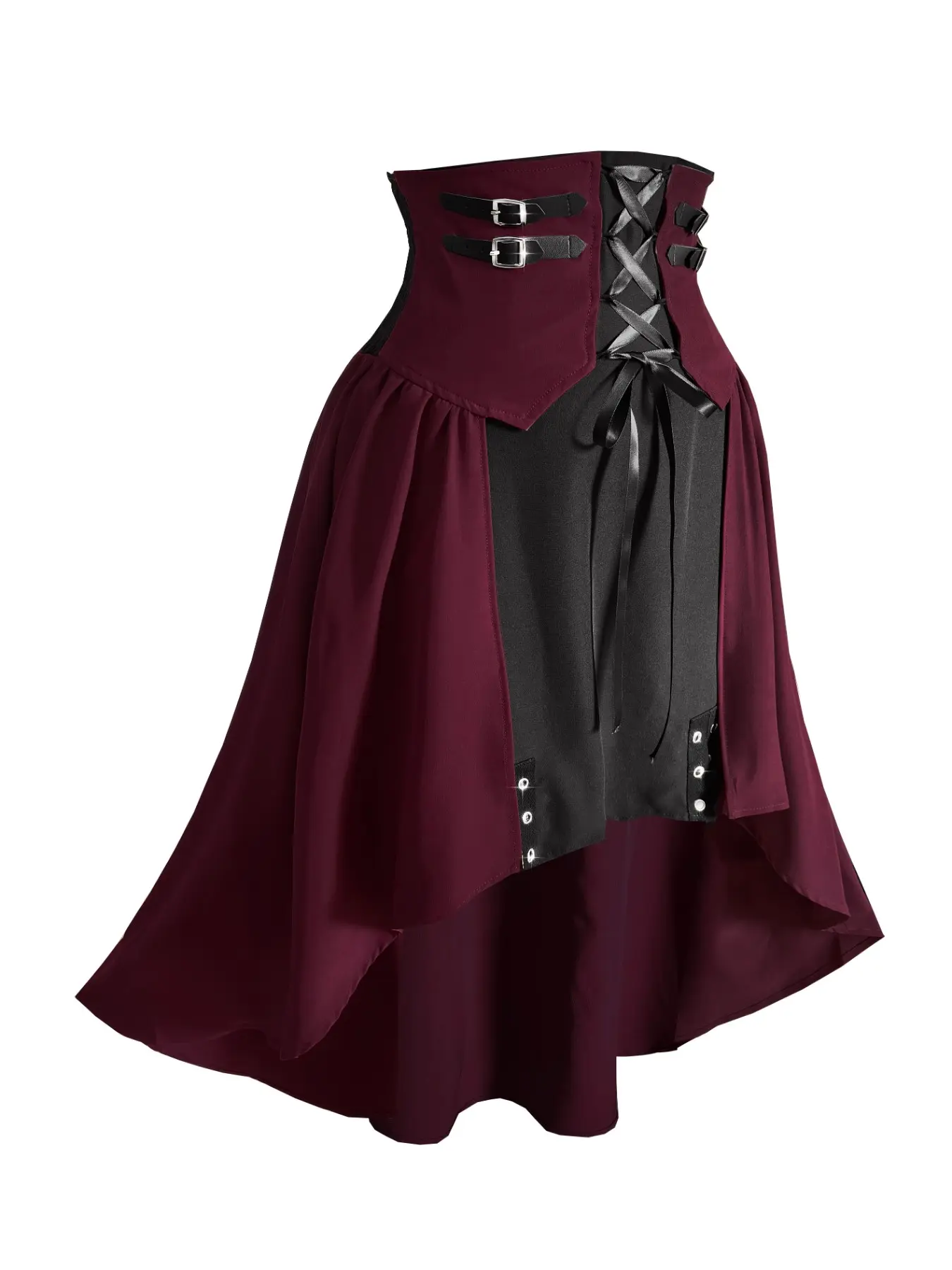 Gothic Style Patchwork Women's Skirt, Asymmetrical Hem, Elastic Waist, Perfect for Parties, Streetwear Fashion, Comfortable and Stylish