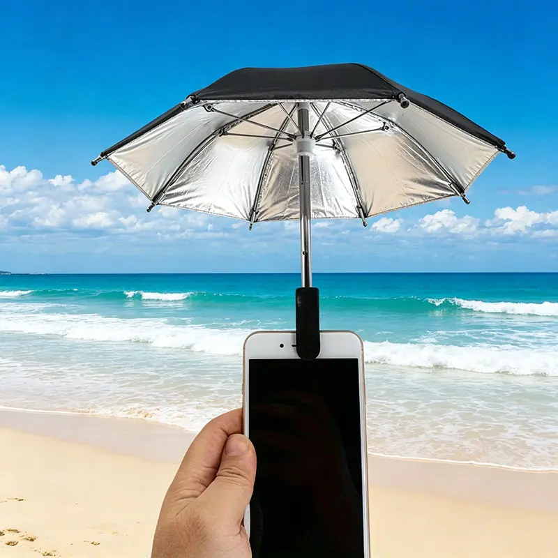 Portable Phone Sun Umbrella - Outdoor Sun Umbrella with Clip, Anti-Glare Camera Shade,, Easy to Install, Suitable for Beach, Travel, and Photography