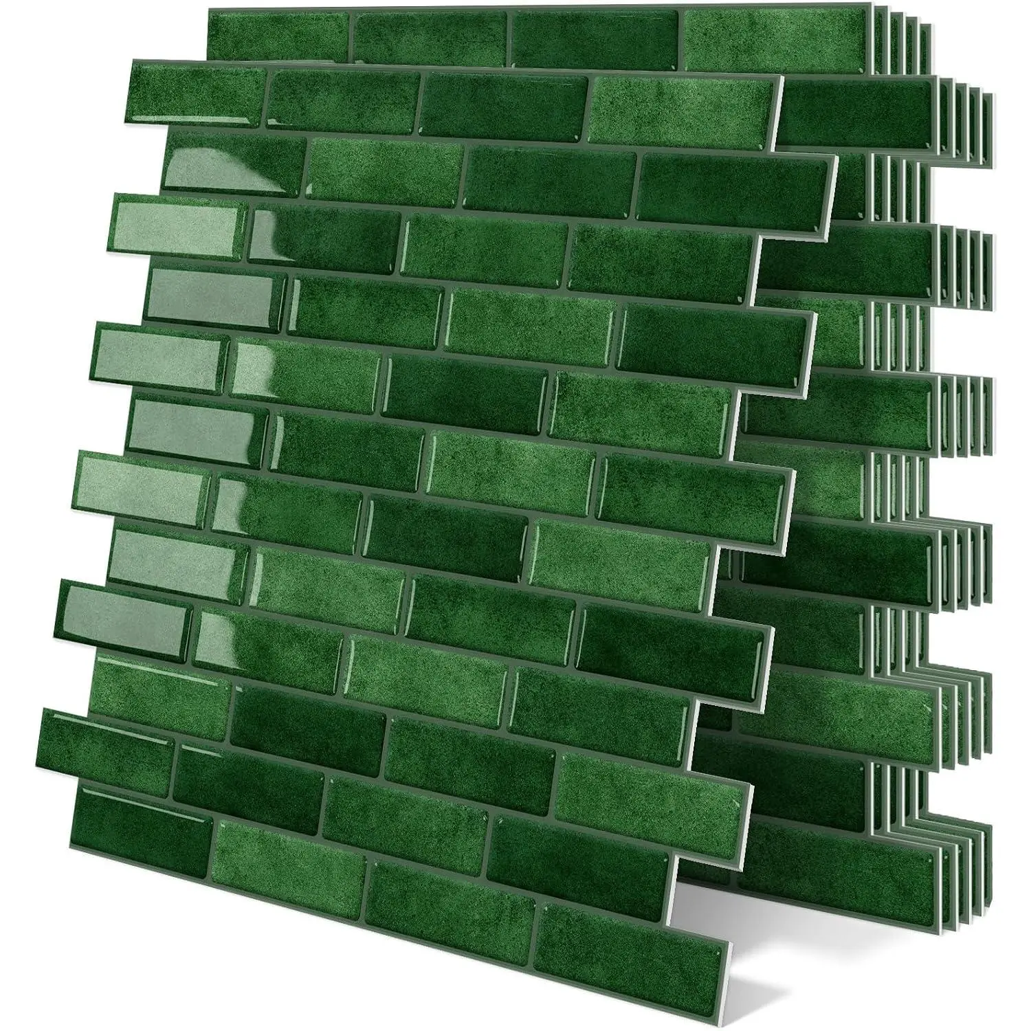 Green Peel and Stick Backsplash  Self Adhesive Wall Tile 10 Sheet | Thick,Sticky,Vinyl,12"x12",Marble,for Kitchen,Bathroom