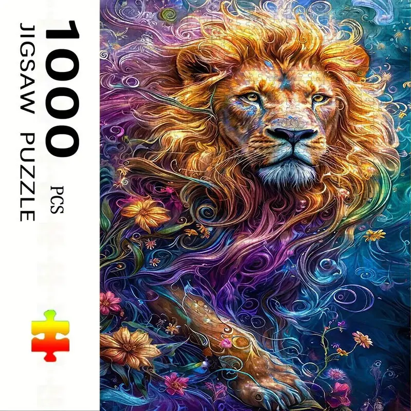 1000 Piece Lion Theme Puzzle, Large Adult Family Interactive Toy, DIY Home Decor Brain Challenge, Holiday Scene, Durable Puzzle