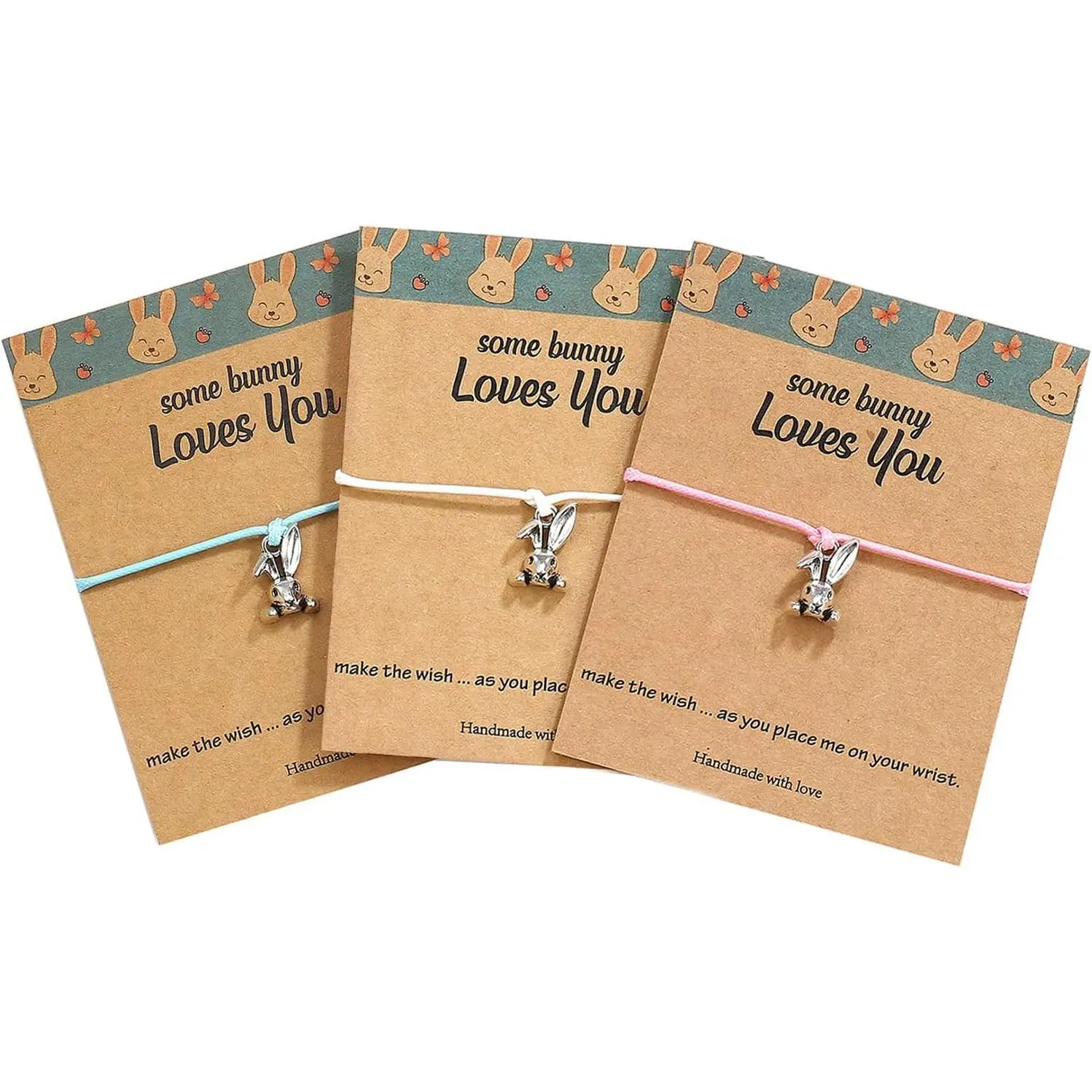 Stainless Steel Anti-Tarnish High Polish Adjustable Size Bunny Charm Bracelet - Easter Gift for Teens, Friendship Card-Included Gift for Women, Bunny Charm Bracelets, Women Girls