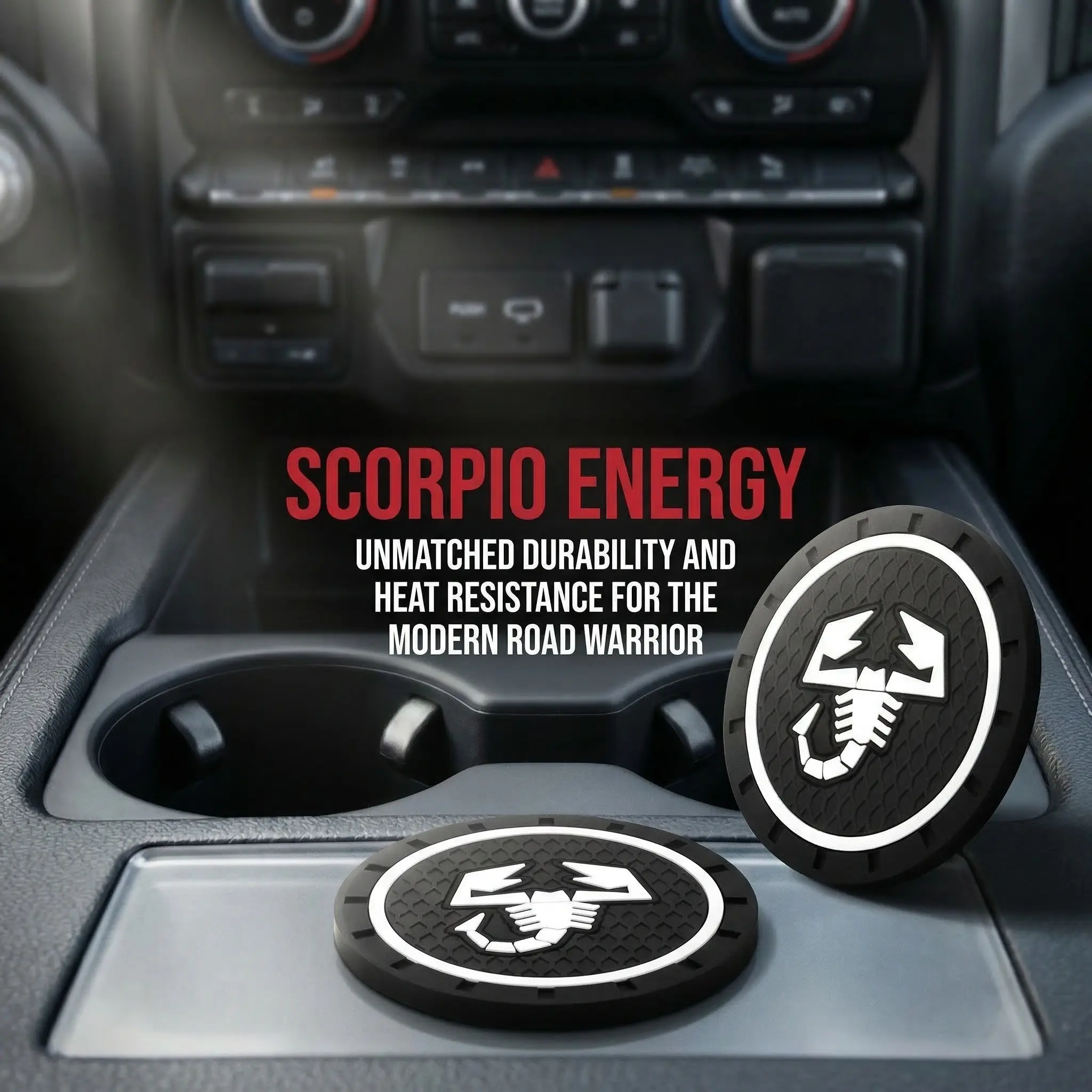 One Pair Scorpion Logo Car Cup Holder Anti-slip Coasters, Silicone Waterproof Shock Absorbing Cup Mats, Universal Auto Interior Modification Accessories Fit Most Sedans & SUVs